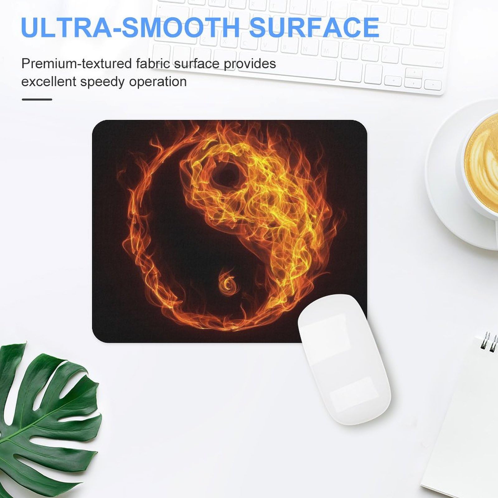 Yin Yang Fire Durable Gaming Mouse Pad - Non-Slip Waterproof Mouse Mat for PC, Laptop & Office (20x25cm) | Perfect for Gamers, Programmers & Home Office Workstations