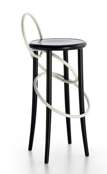 GTV Cirque Two Tone Bentwood Stool - Modern Accent Stool for Living Room, Bedroom & Entryway - Handcrafted Wooden Bar Stool with Elegant Design