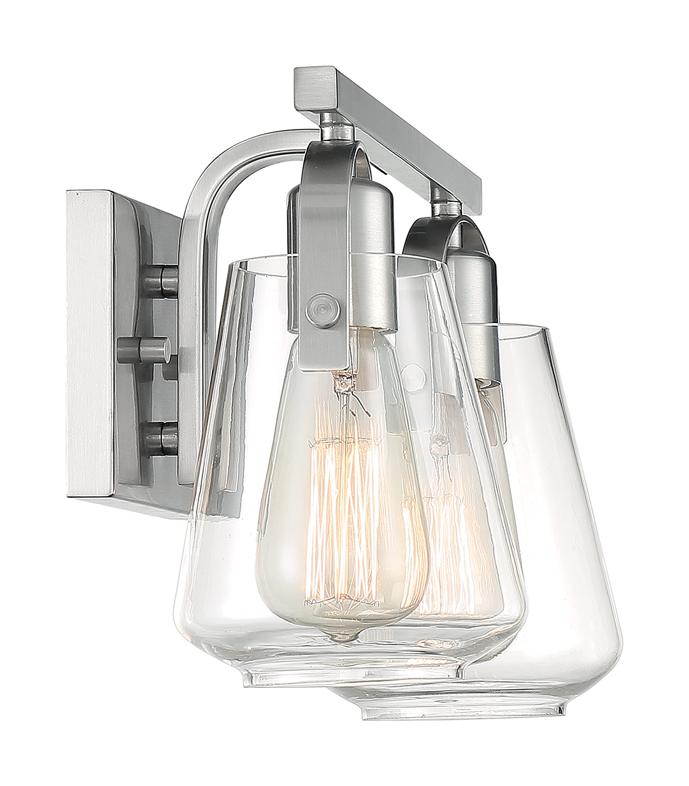 NUVO 60/7112 Skybridge 2-Light Bathroom Vanity Light Fixture in Brushed Nickel Finish - Perfect for Modern Bathroom & Dressing Room Lighting