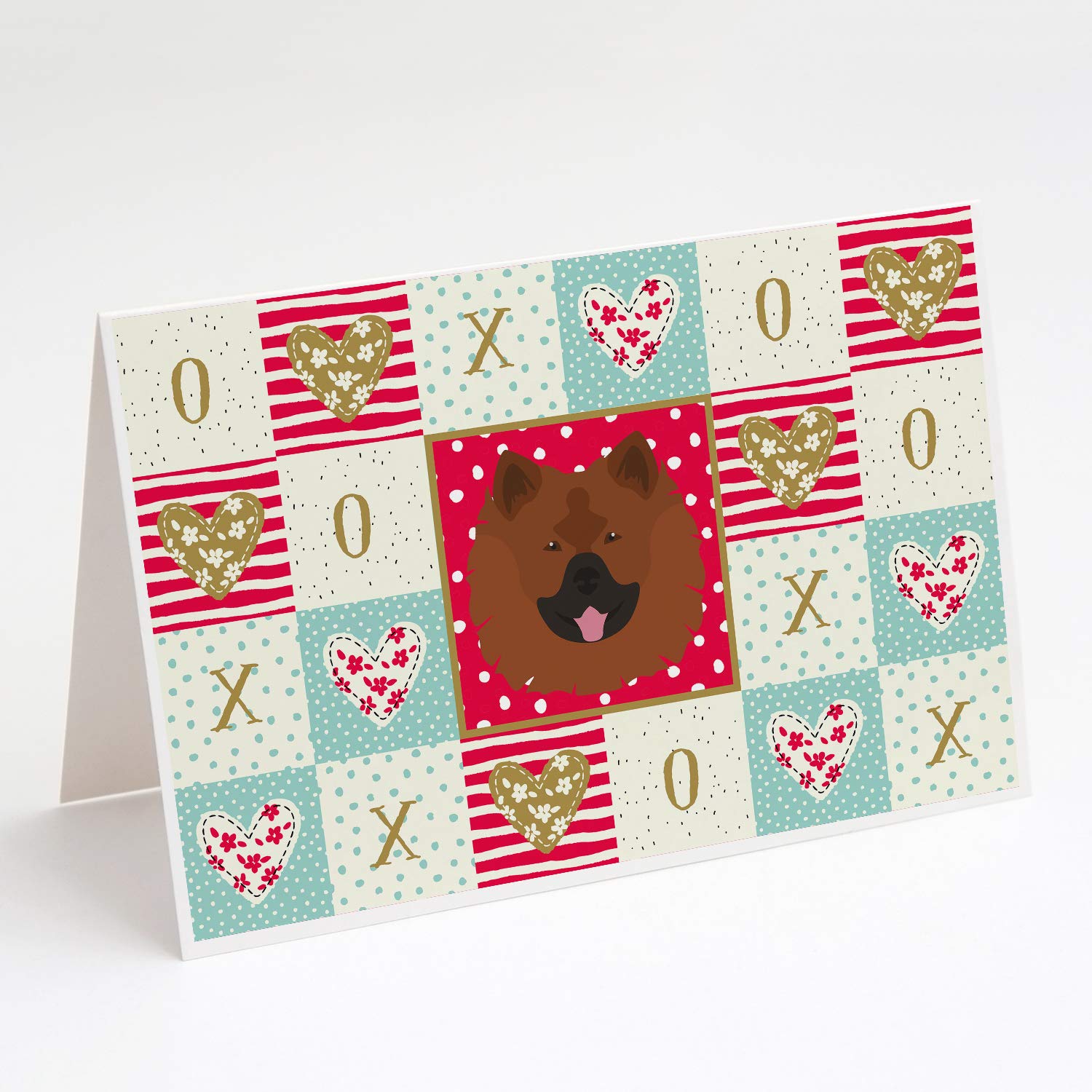 Eurasier Love Greeting Cards and Envelopes Set - Pack of 8 Red Blank Note Cards with Whimsical A7 Size (5x7) for Birthday, Thank You & Holiday Cards | Caroline's Treasures CK5199GCA7P
