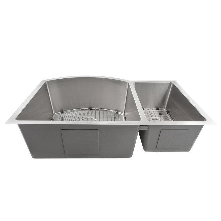 ZLINE SC70D 33 33-Inch Undermount Double Bowl Stainless Steel Kitchen Sink with Bottom Grid - Durable & Stylish for Modern Kitchens, Perfect for Meal Prep & Cleanup