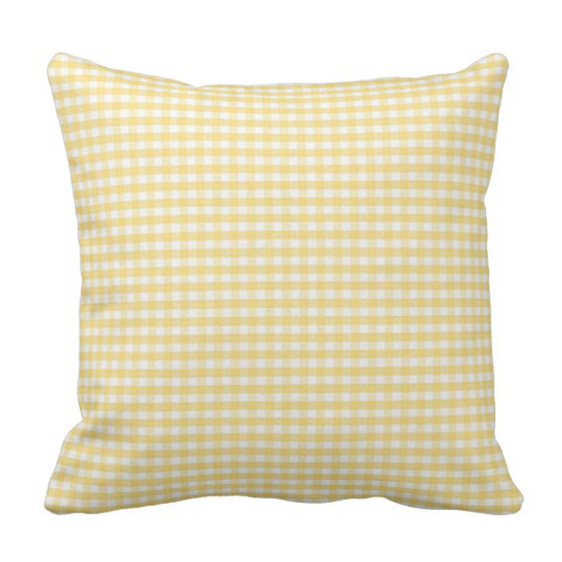 Emvency Yellow Gingham Throw Pillow Cover 18x18 Inch - Spring & Summer Home Decor, Accent Cushion Case for Living Room, Sofa, Bedroom - Square Decorative Pillow Sham