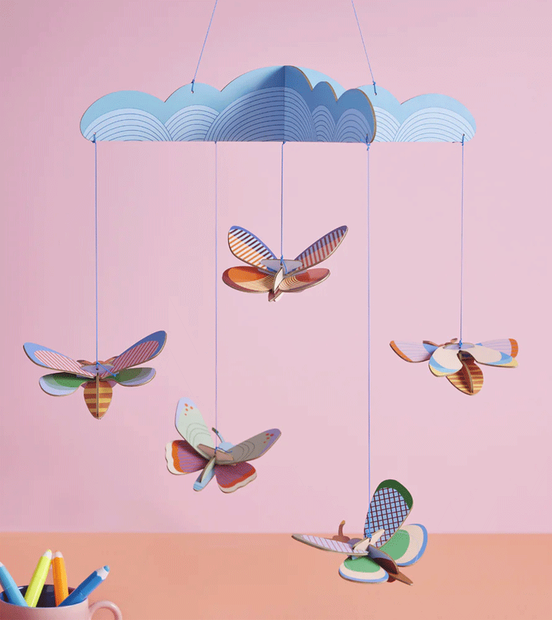 Butterfly Dance Mobile - Handmade Nursery Decor by Studio ROOF | Baby Room Ceiling Hanging for Newborns & Toddlers | Soothing Visual Stimulation for Cribs & Play Areas