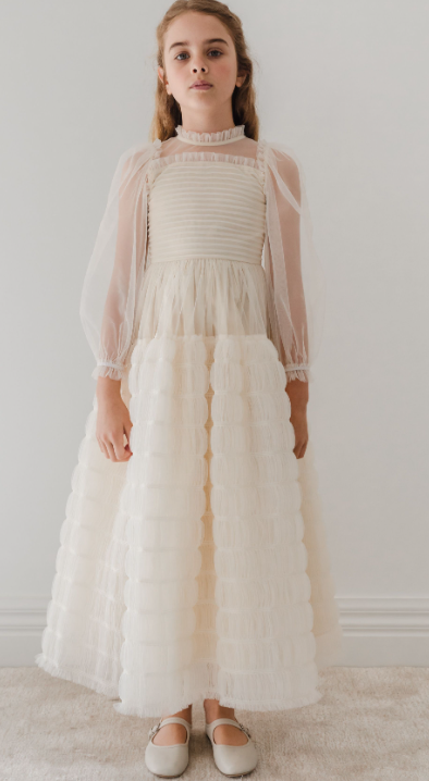 Gold Label Smocked Tulle Dress for Girls (3-18 Years) - Perfect for Birthday Parties, Weddings & Special Occasions