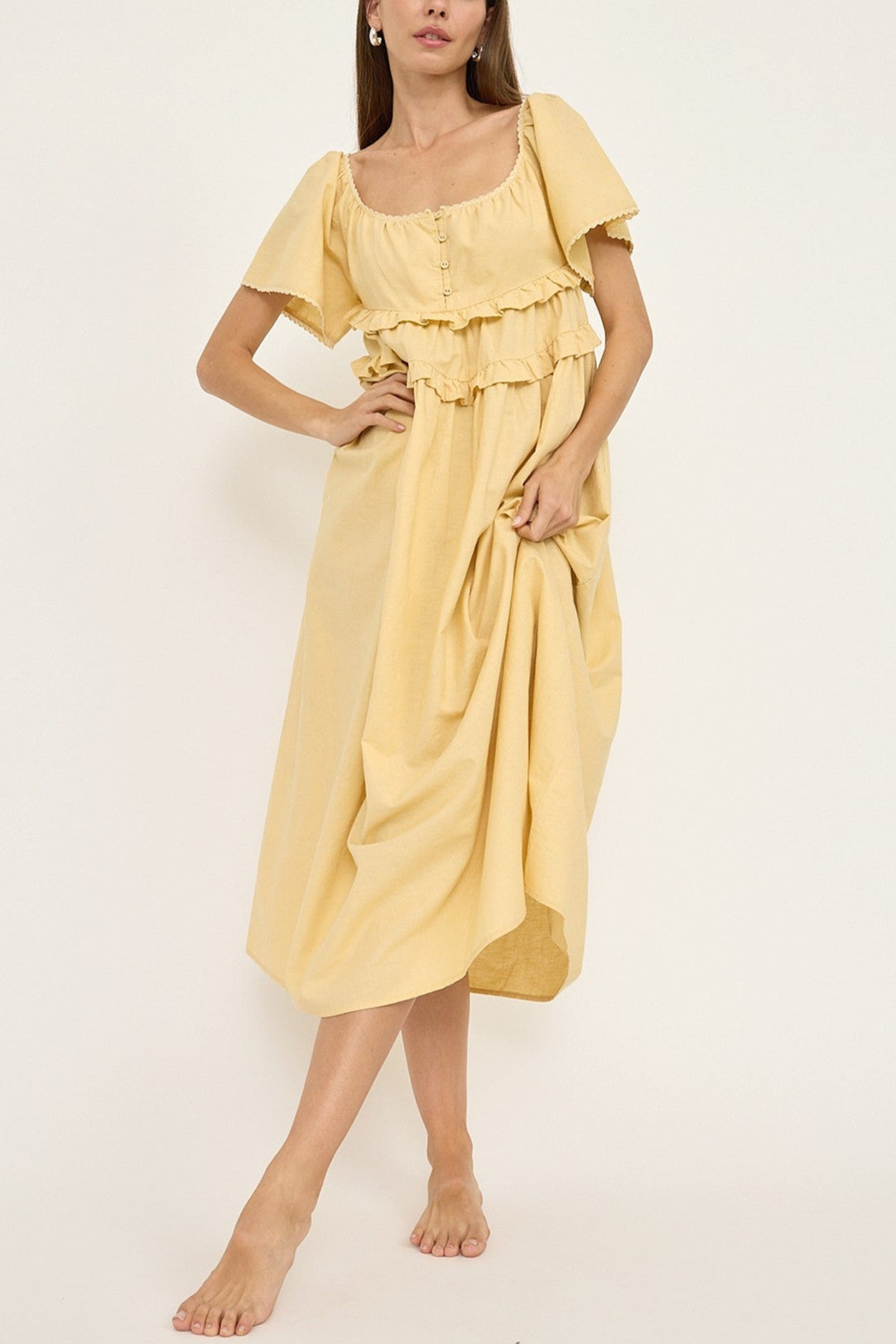 Sea La Vie Midi Dress - Flowy Summer Dress for Women | Sunshine Print | Perfect for Beach Vacations, Brunch Dates & Outdoor Weddings