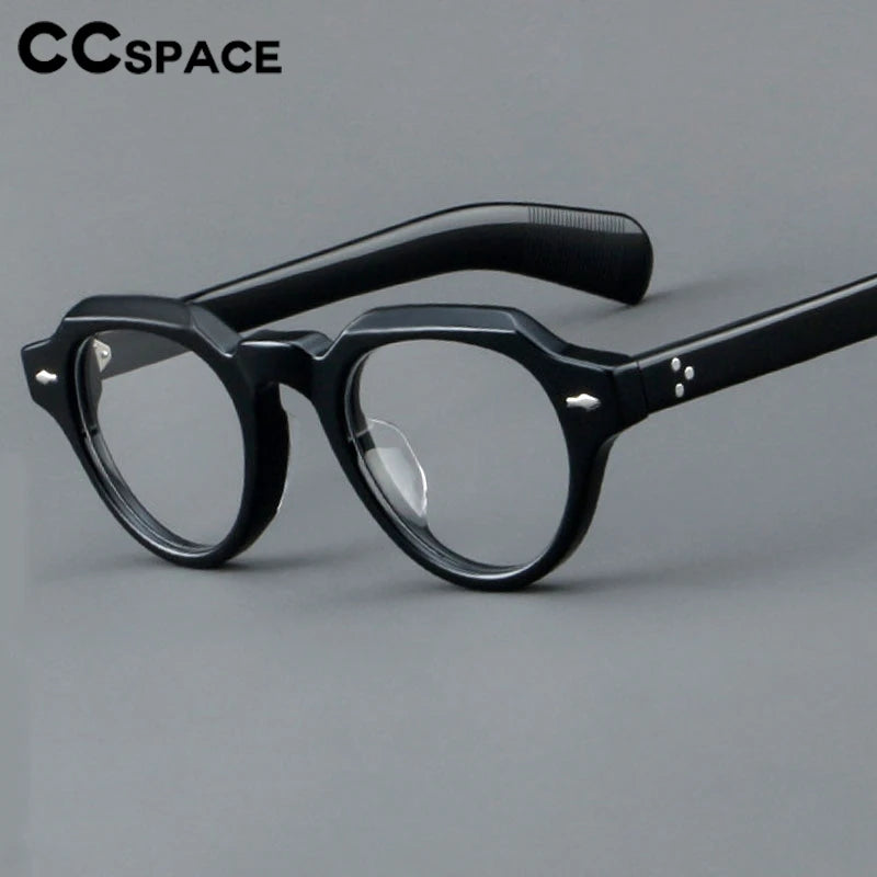 CCspace Women's Full Rim Flat Top Round Acetate Eyeglasses Frame 302359 - Lightweight & Stylish for Work, Reading & Everyday Fashion