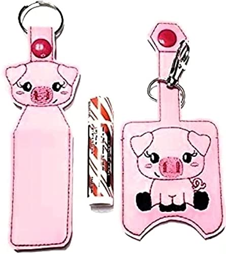 Pig-Shaped Hand Sanitizer & Lip Balm Holder Keychain - Portable Sanitizer Dispenser for Purse, Backpack, Gym & Travel Accessories