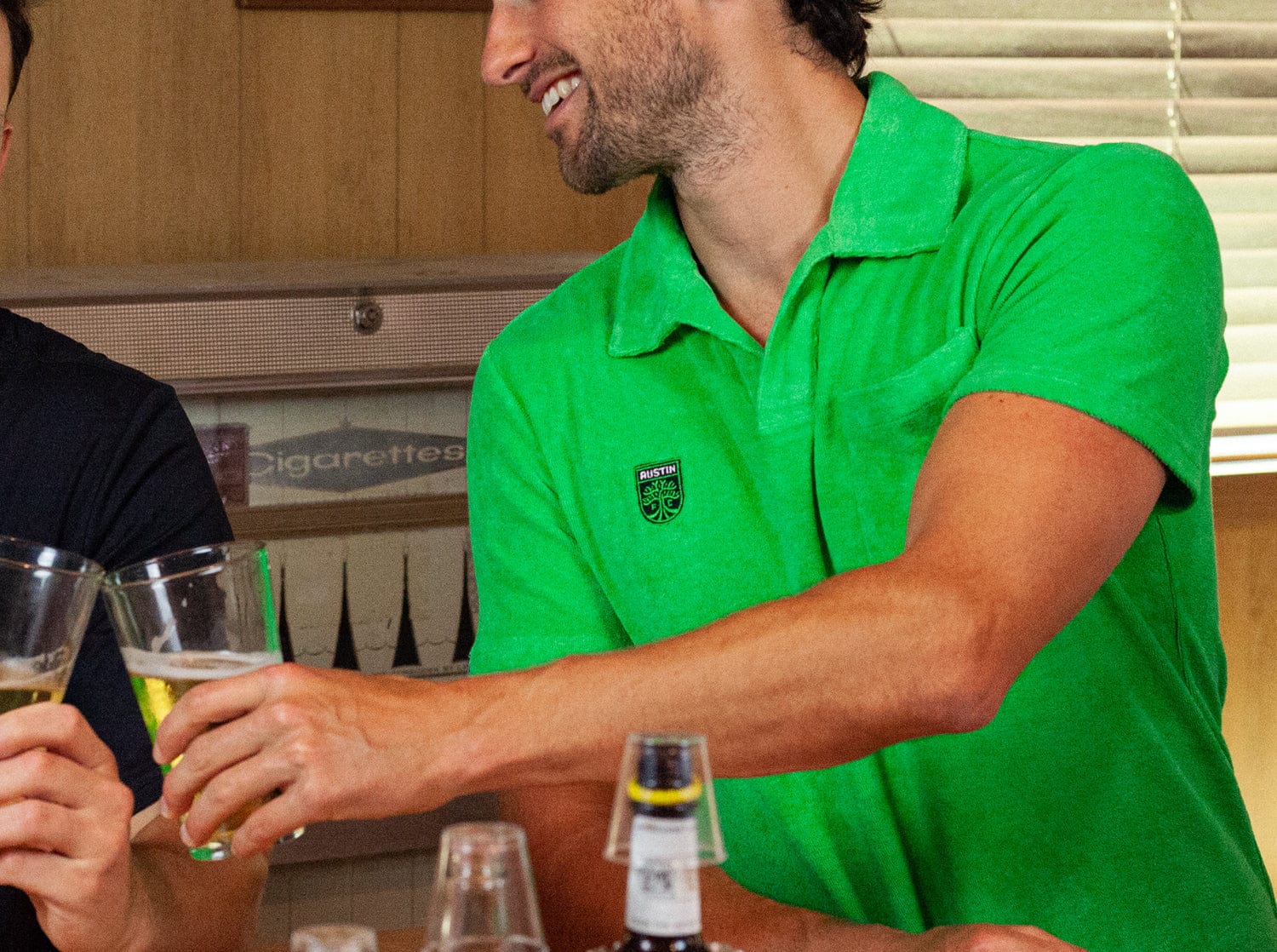 Austin FC Terry Cloth Polo Shirt with Embroidered Badge in Bright Verde - Perfect for Soccer Games & Casual Wear