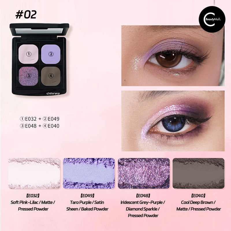 CHEERYEP (QIANYAN) Professional 4-Color Eyeshadow Palette - Long Lasting, Highly Pigmented Makeup for Day & Night Looks - Perfect for Parties, Weddings & Everyday Wear