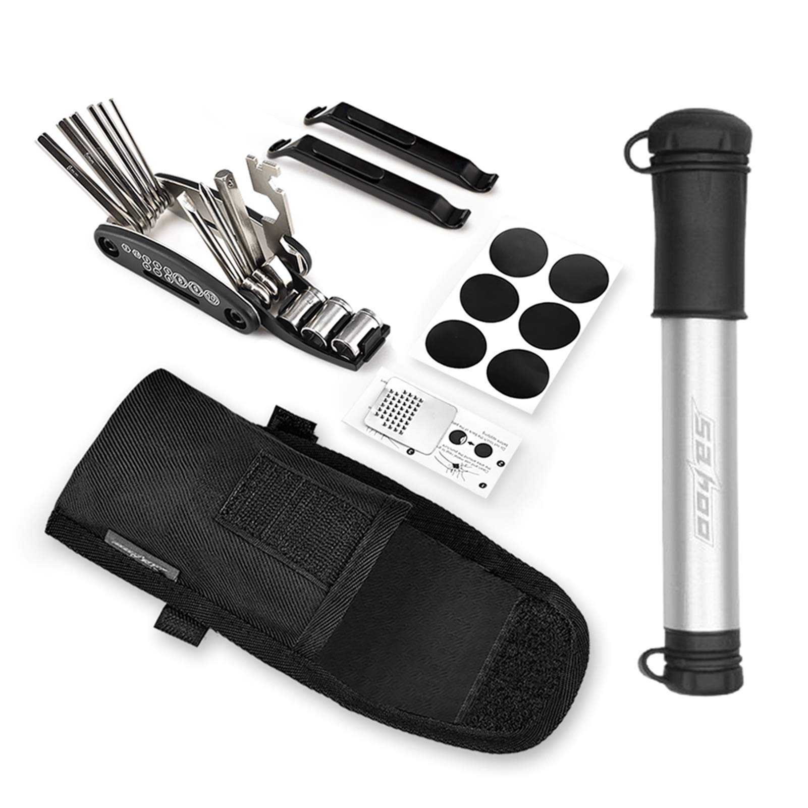 16-in-1 Portable Mountain Bike Repair Tool Kit - Multifunctional Bicycle Maintenance Set with Mini Pump & Storage Bag | Emergency Tire Repair for Road & Trail Riding, Cycling Adventures & Commuting