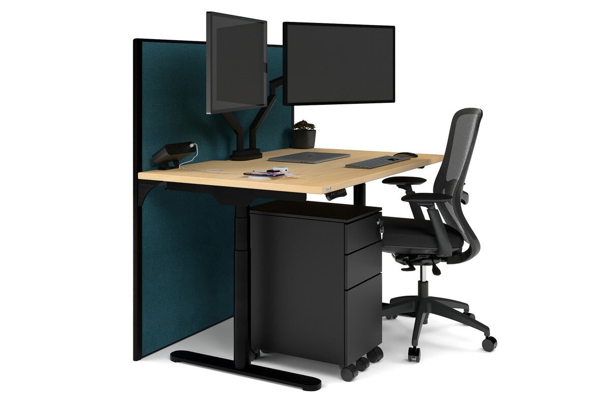 Flexi Premium Height Adjustable Single Workstation Desk - 1200L x 800W with Cable Management Scallop | Ergonomic Standing Desk for Home Office & Workspace