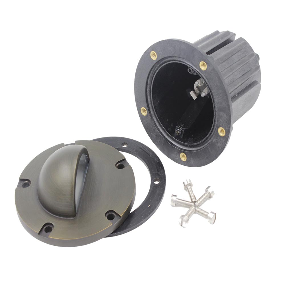 12V LED In-Ground Landscape Well Light - Half Moon Brass Head for Garden, Pathway, and Outdoor Lighting