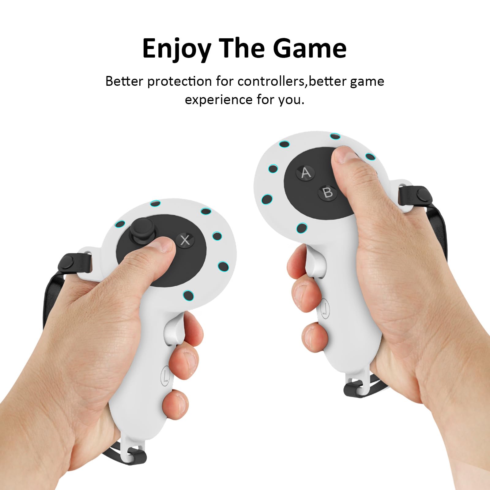 Meta Quest 3 VR Controller Silicone Protective Cover - Non-Slip Grip with Adjustable Strap - White VR Gaming Accessories for Enhanced Comfort & Safety During Intense VR Play