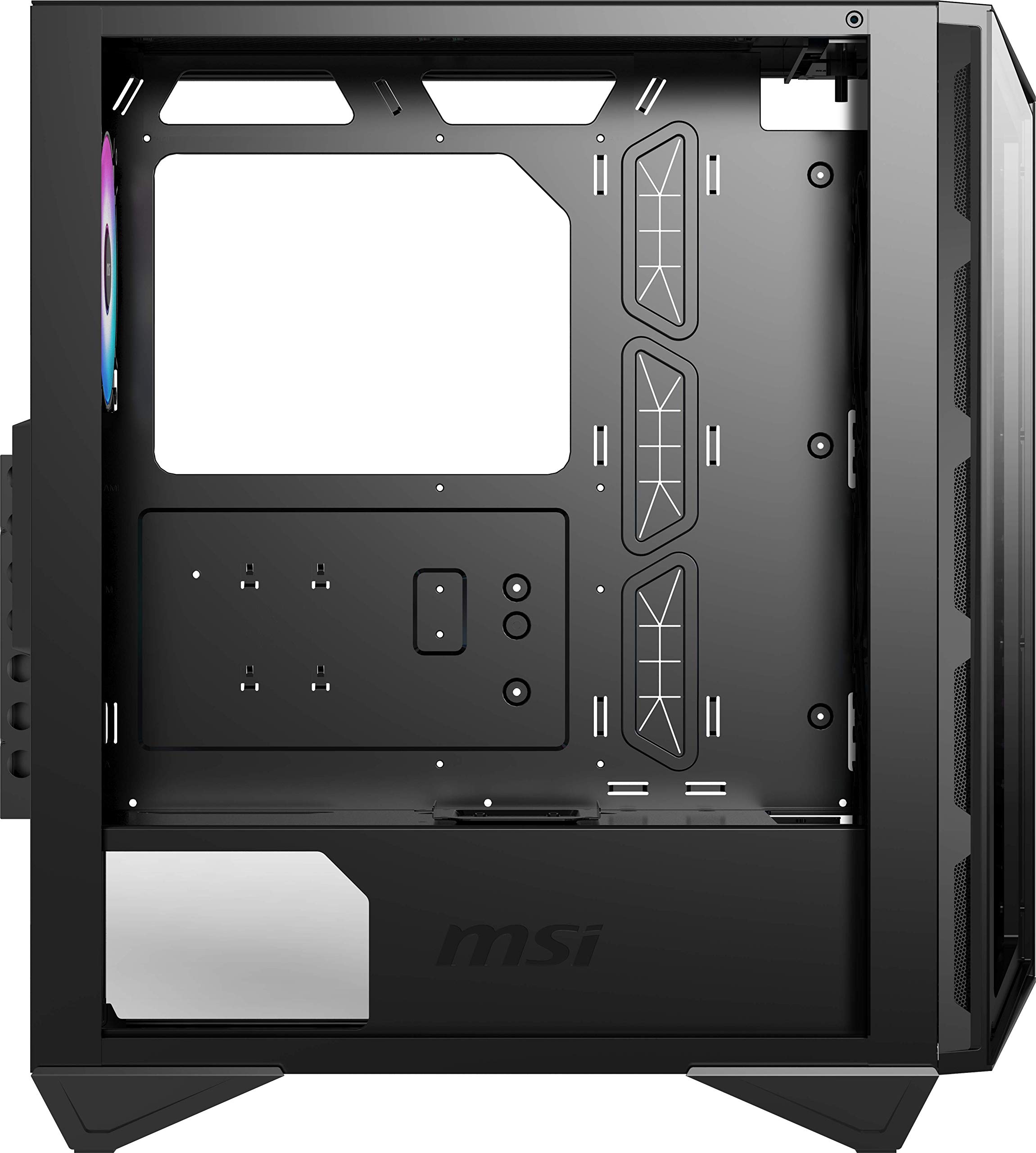 MSI MPG GUNGNIR 110R Mid-Tower Gaming PC Case - Premium Tempered Glass Side Panel, 4 ARGB 120mm Fans, 360mm Liquid Cooling Support, Two-Tone Design - Perfect for High-Performance Gaming Rigs & Custom Water Cooling Builds