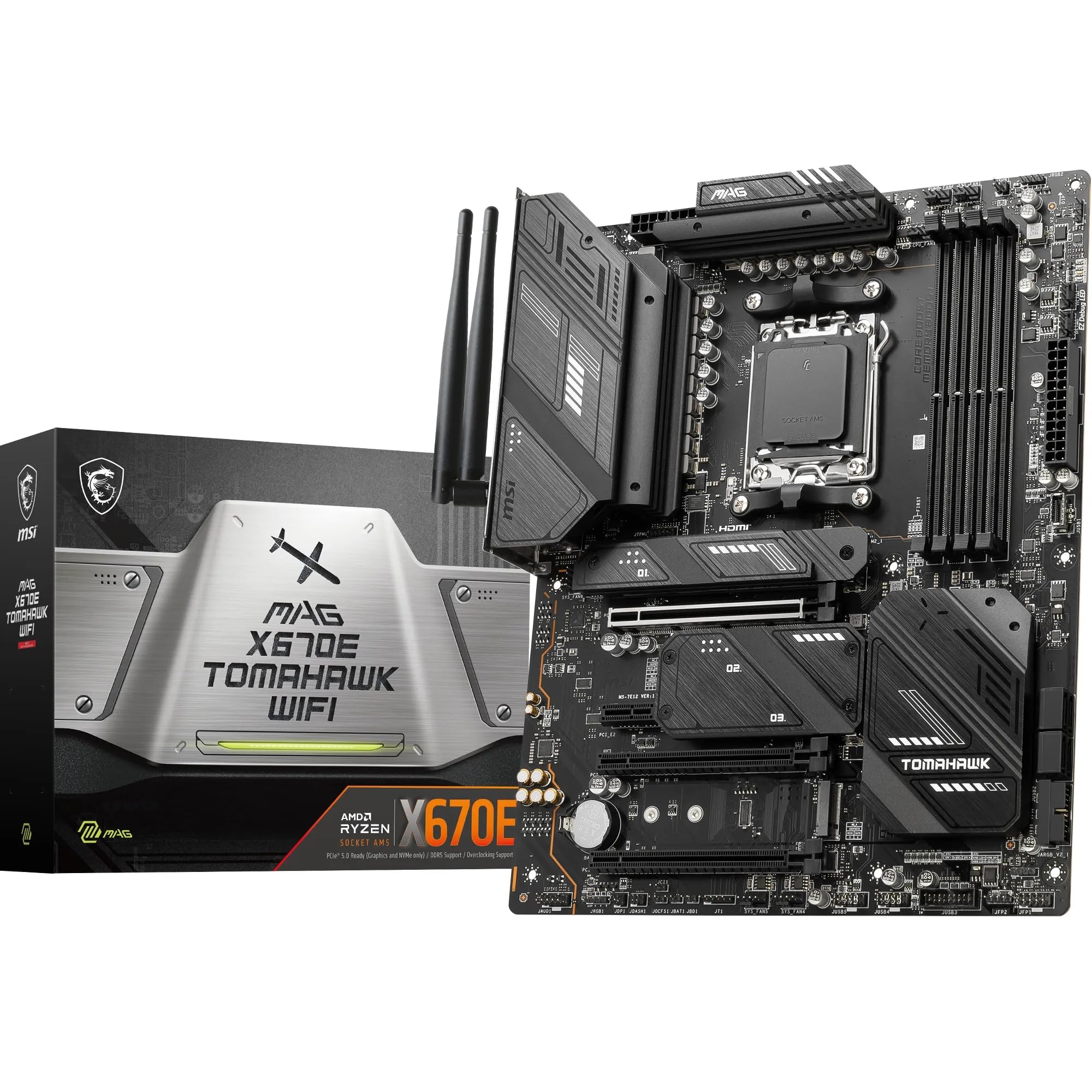 MSI MAG X670E Tomahawk WiFi ATX Gaming Motherboard - Supports AMD Ryzen 7000 Series Processors, AM5 Socket, 80A SPS VRM, DDR5 6600+MHz/OC, PCIe 5.0 x16, M.2 Gen5, Wi-Fi 6E - Perfect for High-End Gaming PCs and Content Creation Workstations