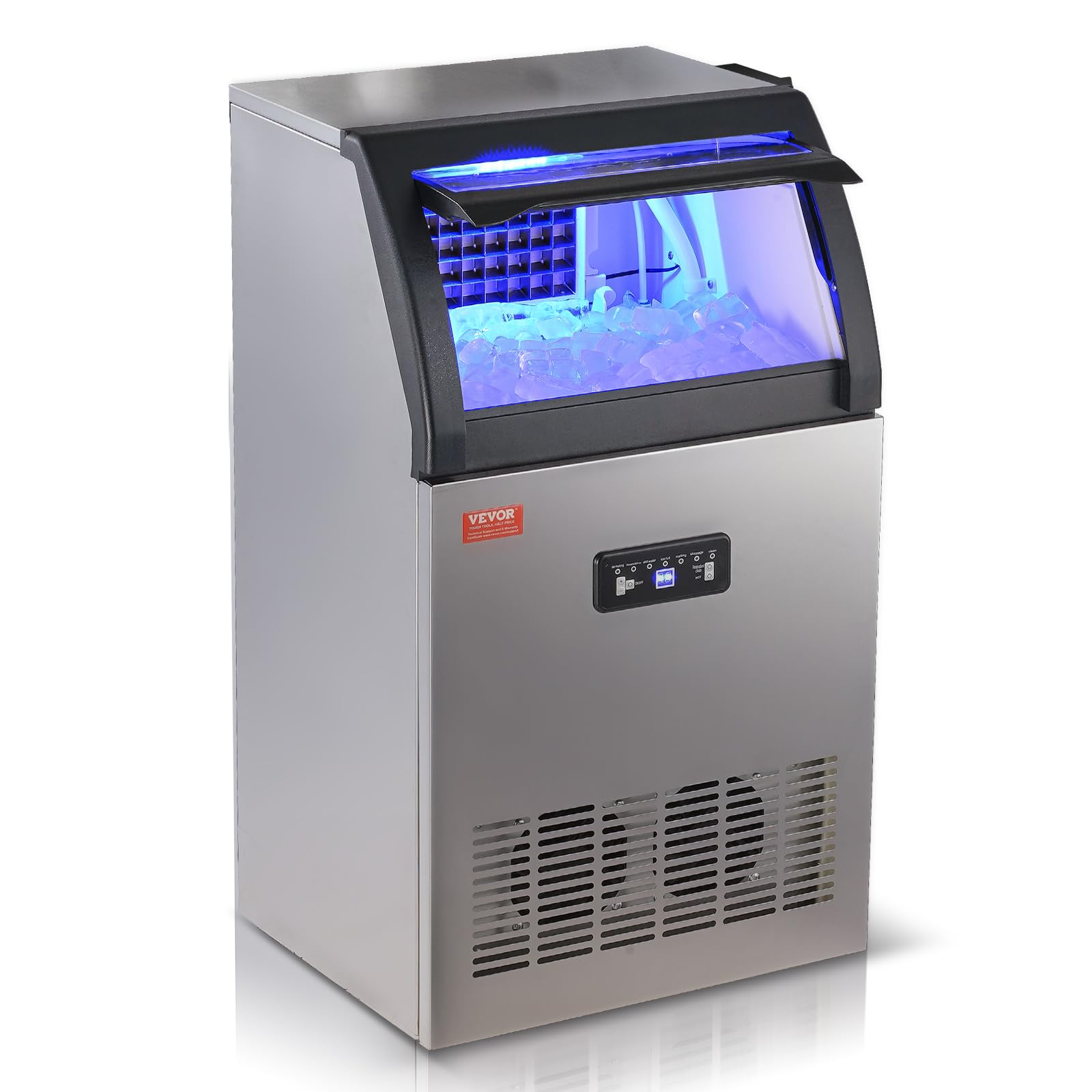 VEVOR Commercial Ice Maker Machine 160LBS/24H with 24LBS Storage - Fast 55 Ice Cubes in 12-15 Mins - Perfect for Bars, Restaurants, Home & Office Use - Countertop Ice Machine for Cocktails, Beverages & Food Display