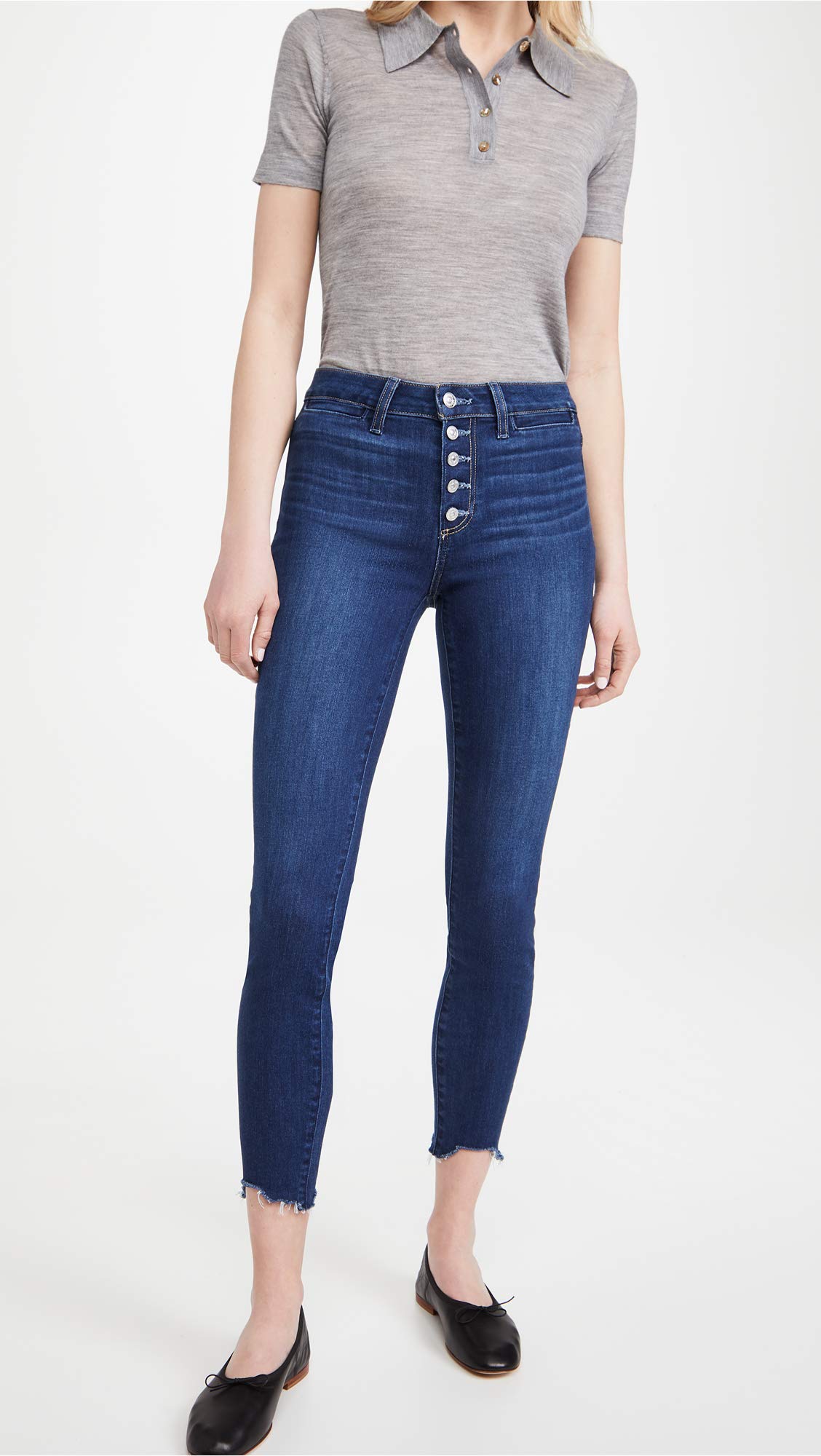 PAIGE Women's Hoxton Transcend Vintage High-Rise Ankle Jeans with Exposed Button Fly & Welt Pockets | Slim Fit Denim Pants for Casual Wear, Work & Night Out