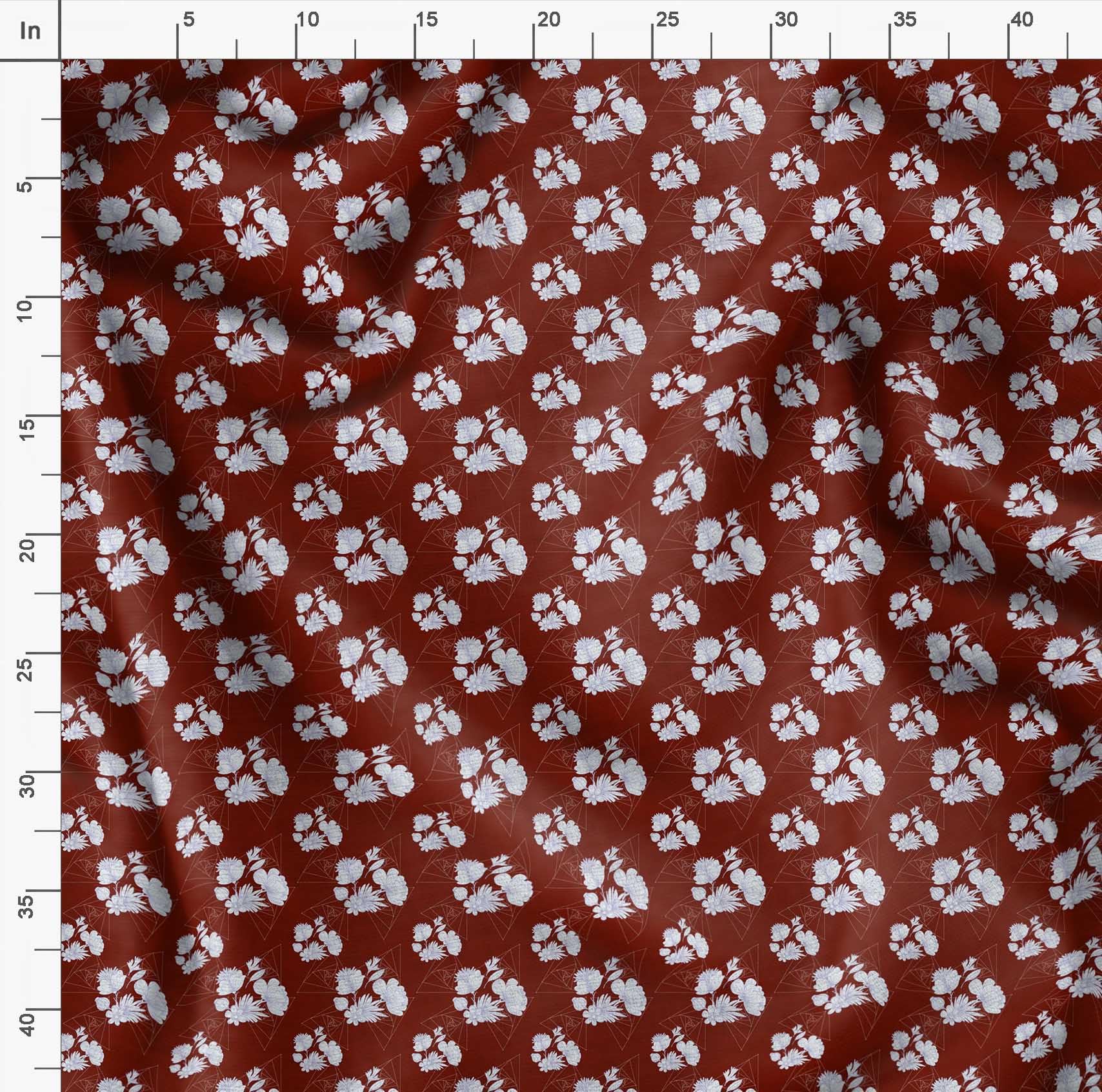 Soimoi Moss Georgette Red Fabric by The Yard - 42 Inch Wide Floral & Geometric Print Fabric for DIY Crafts, Dresses, Curtains & Home Decor - Lightweight Textile for Sewing Projects & Creative Designs