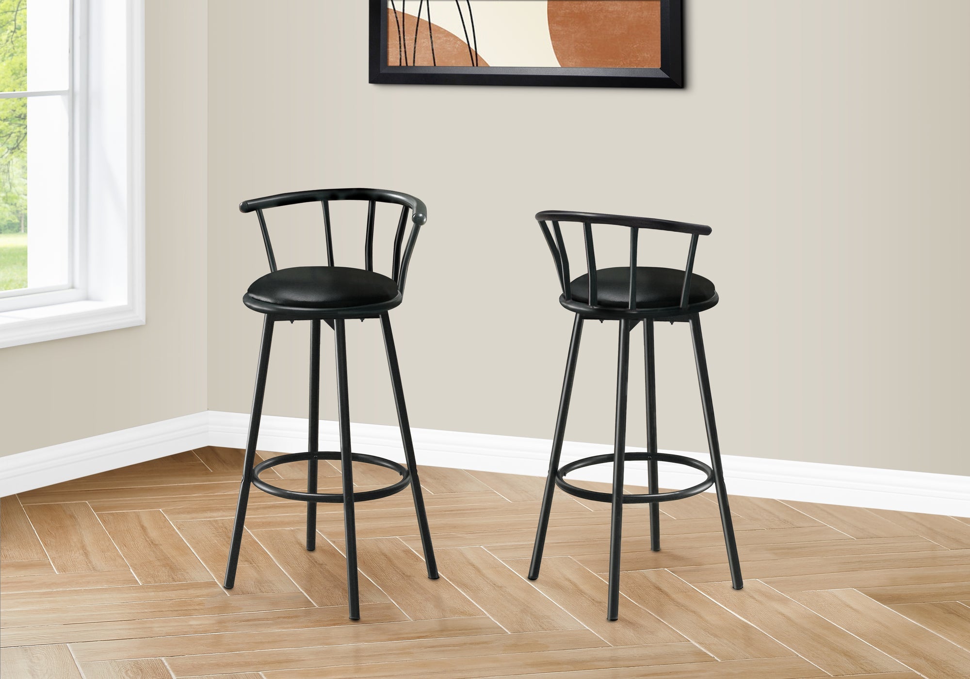 2-Pack Black Metal Swivel Bar Stools 36