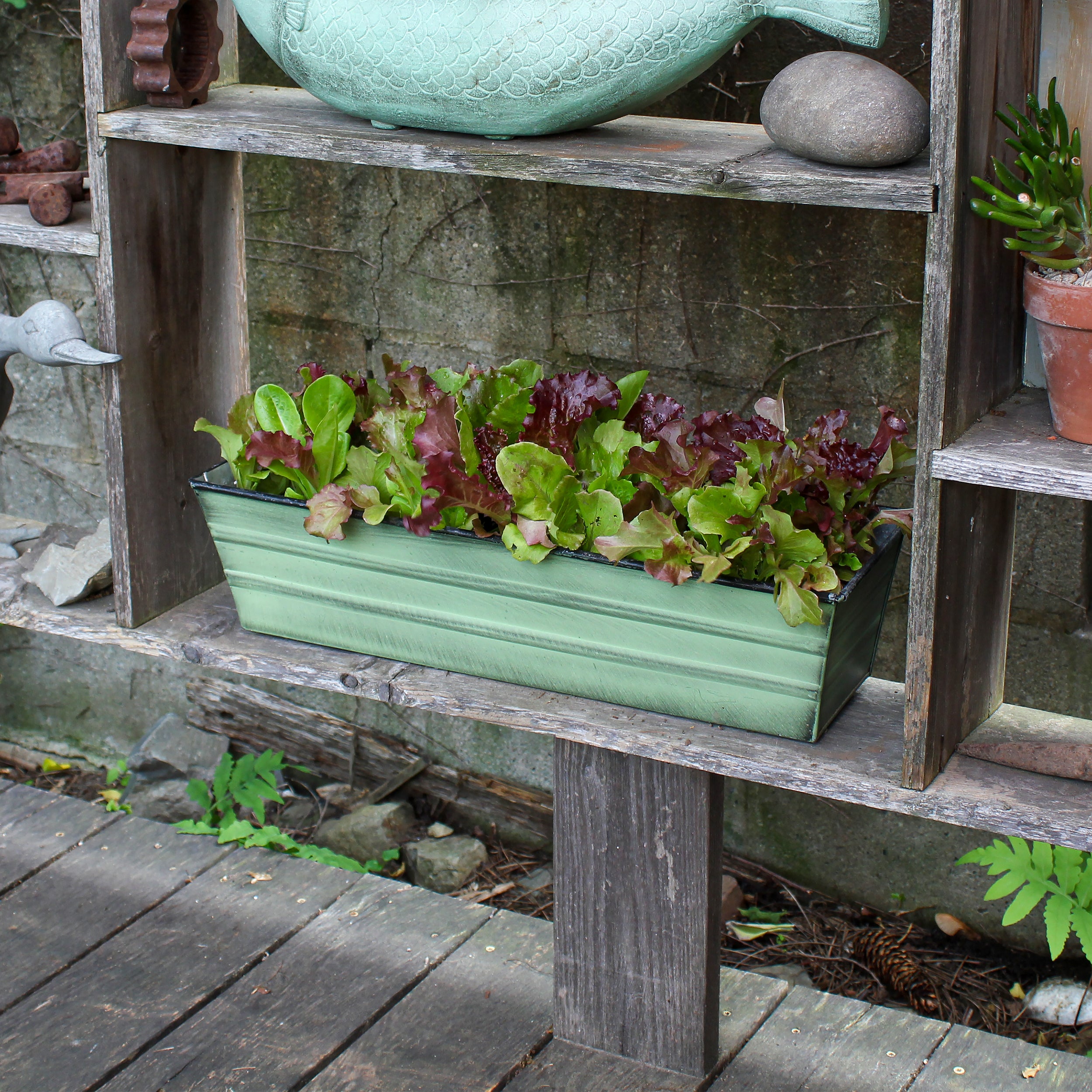 Galvanized Steel Flower Box Planter - Rustproof Outdoor Garden Planter for Flowers, Herbs & Plants - Perfect for Patio, Balcony & Window Sill Decor