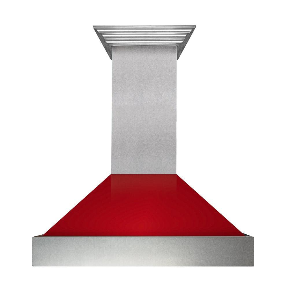 ZLINE 36 Inch Professional Wall Mount Range Hood - Stainless Steel Ducted Vent Hood with Red Gloss Shell (8654RG 36) | Powerful Kitchen Exhaust Fan for Gas Stove | Perfect for Modern Home Cooking & BBQ