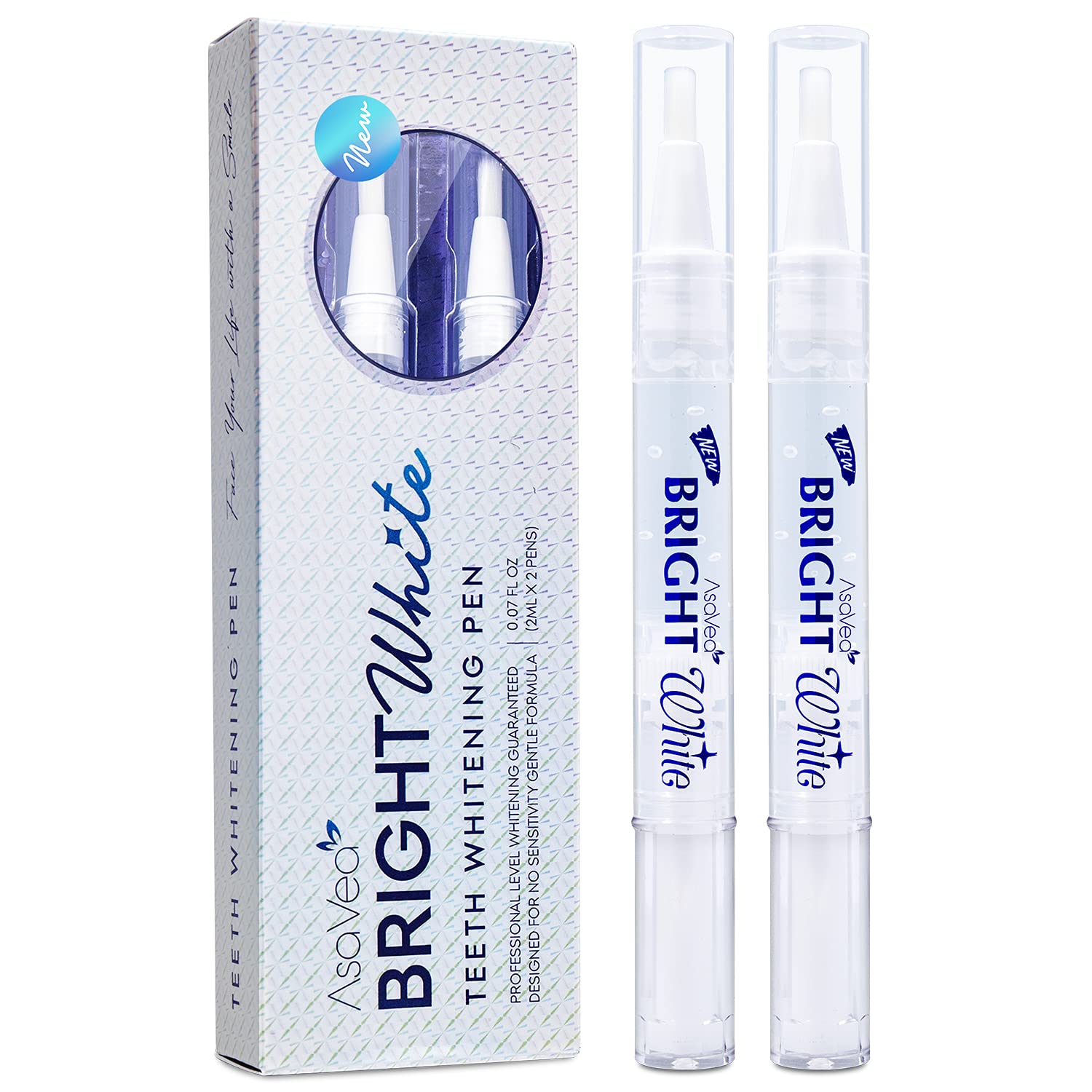 AsaVea Teeth Whitening Pen - 2 Pack, 20+ Uses, Effective & Painless Whitening, No Sensitivity, Travel-Friendly, Natural Mint Flavor for a Bright White Smile | Perfect for Travel, Daily Use & Special Occasions