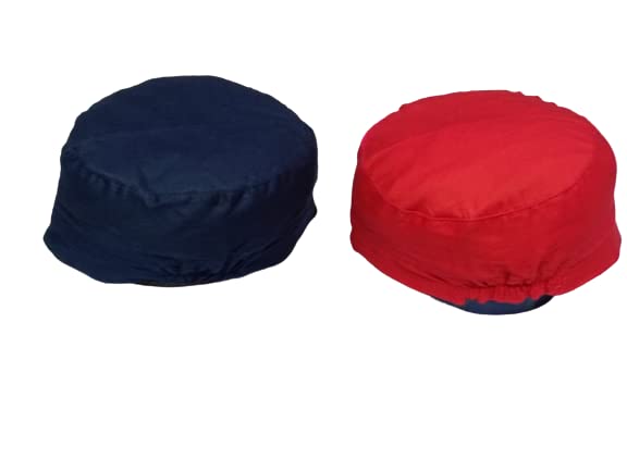 Tubination Cotton Cartoon Print Baby & Kids Caps - Combo Pack of 2 (Blue & Red) for Ages 3-4 Years | Soft & Comfortable Sun Hats for Outdoor Play, Beach, and Daily Wear