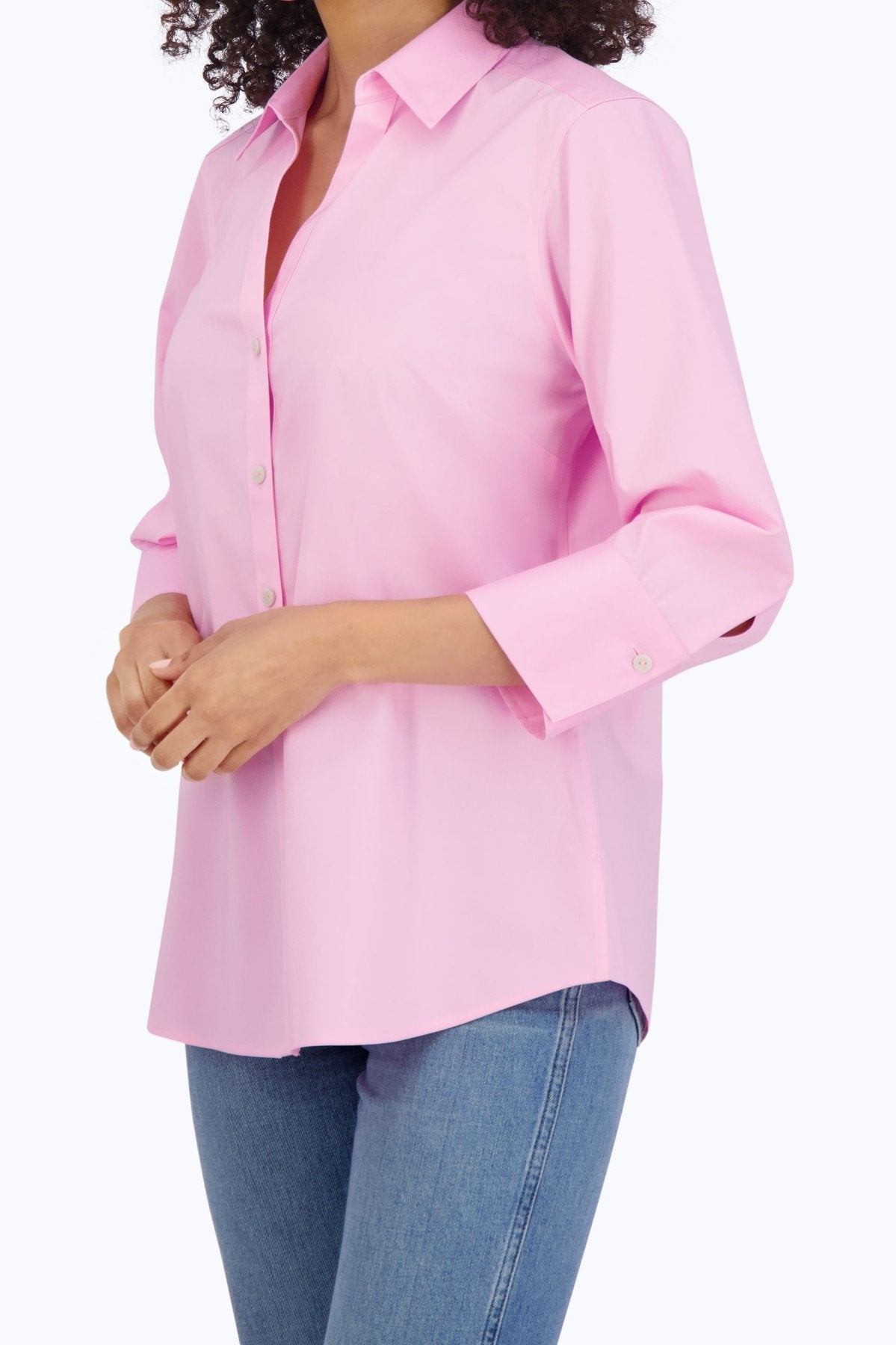 Mary No Iron Stretch 3/4 Sleeve Shirt - Wrinkle-Free Comfort Blouse for Women - Perfect for Office, Travel & Casual Wear