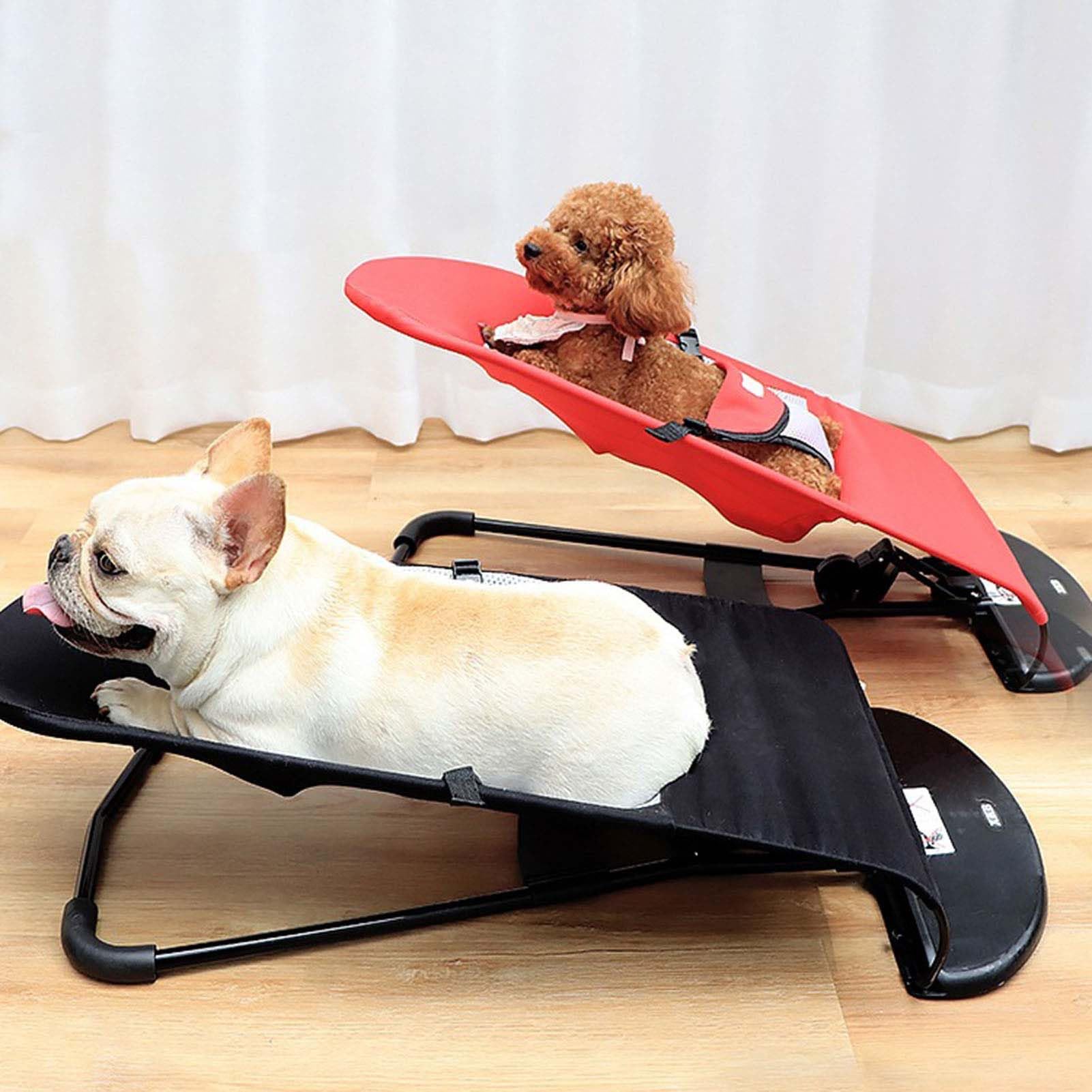 Portable Rocking Chair for Dogs & Cats - Washable, Thickened Pet Bed for Bulldogs, Schnauzers, Teddy & Puppies (Grey) - Perfect for Indoor Lounging, Outdoor Relaxation & Pet Napping Areas