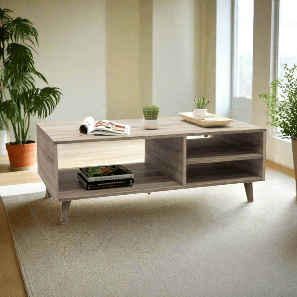 Modern Solid Wood Coffee Table - Rustic Farmhouse Living Room Furniture for Home Decor | Perfect for Living Room, Lounge, Office & Small Spaces