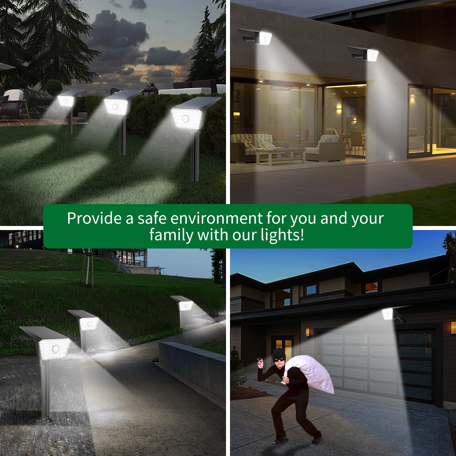 **6 Pack Solar Lights Outdoor Waterproof IP67 - Motion Sensor Landscape Lighting, 7000K Solar Spotlights with 4 Modes & Auto On/Off for Garden, Yard, Pathway, Patio (Ideal for Home Security & Nighttime Illumination)**