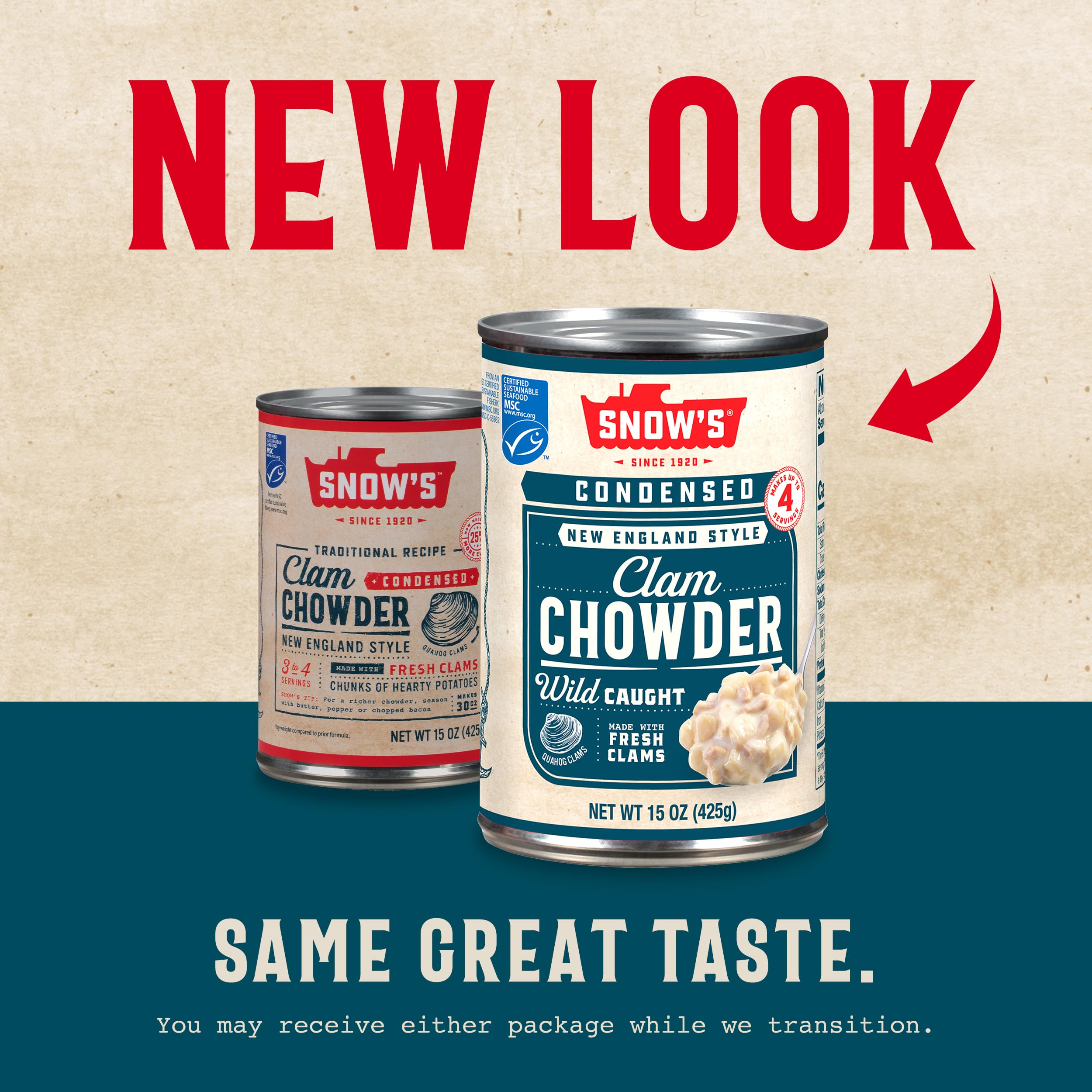 Snow's Condensed New England Clam Chowder, 15 oz Cans (Pack of 12) | Authentic New England Style Soup | 4g Protein per Serving | Rich & Creamy Seafood Chowder | Perfect for Quick Lunches, Family Dinners & Cozy Winter Meals