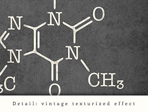 Caffeine Molecule Coffee Poster - Latte Design Wall Art for Kitchen Decor