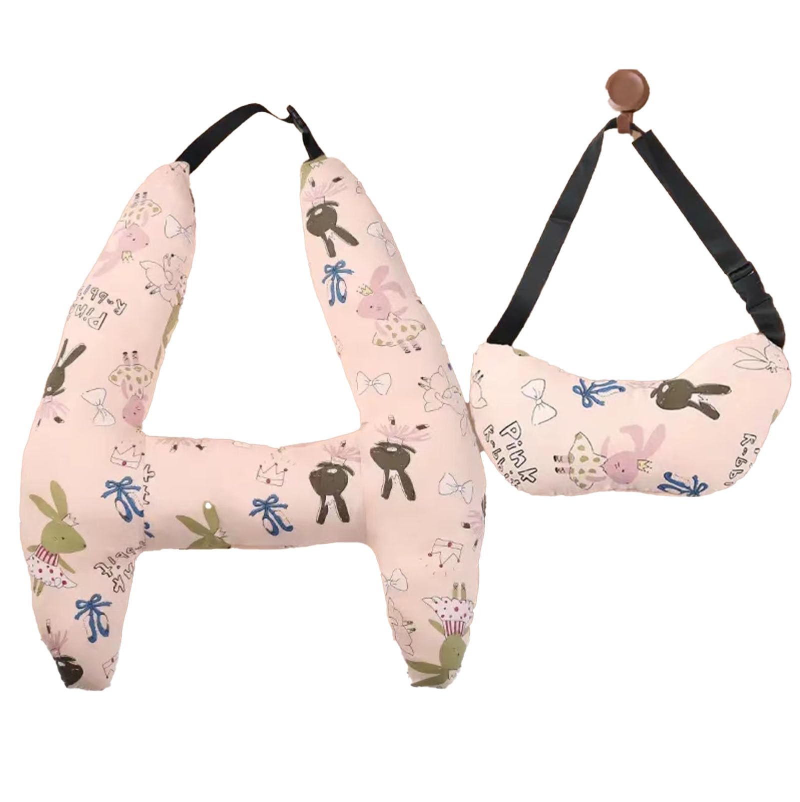 2 in 1 Kids Travel Car Pillow with Animal Design - Soft Support for Neck & Head - Perfect for Road Trips, Airplane & Car Seat - Toddler & Child Travel Accessories (Animals)