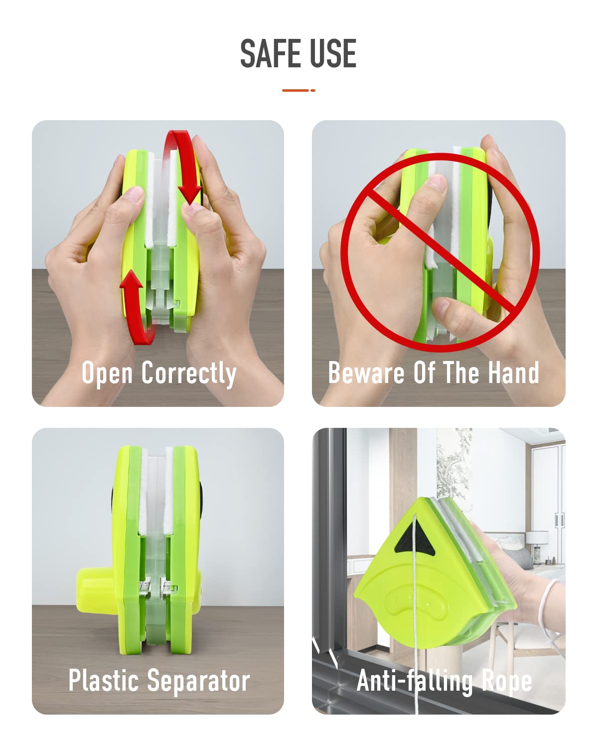 Baffect Double Sided Magnetic Window Cleaner - Powerful 8-15mm Thickness Window Cleaning Squeegee Tool for High Windows - Perfect for Home, Office, and High-Rise Building Cleaning