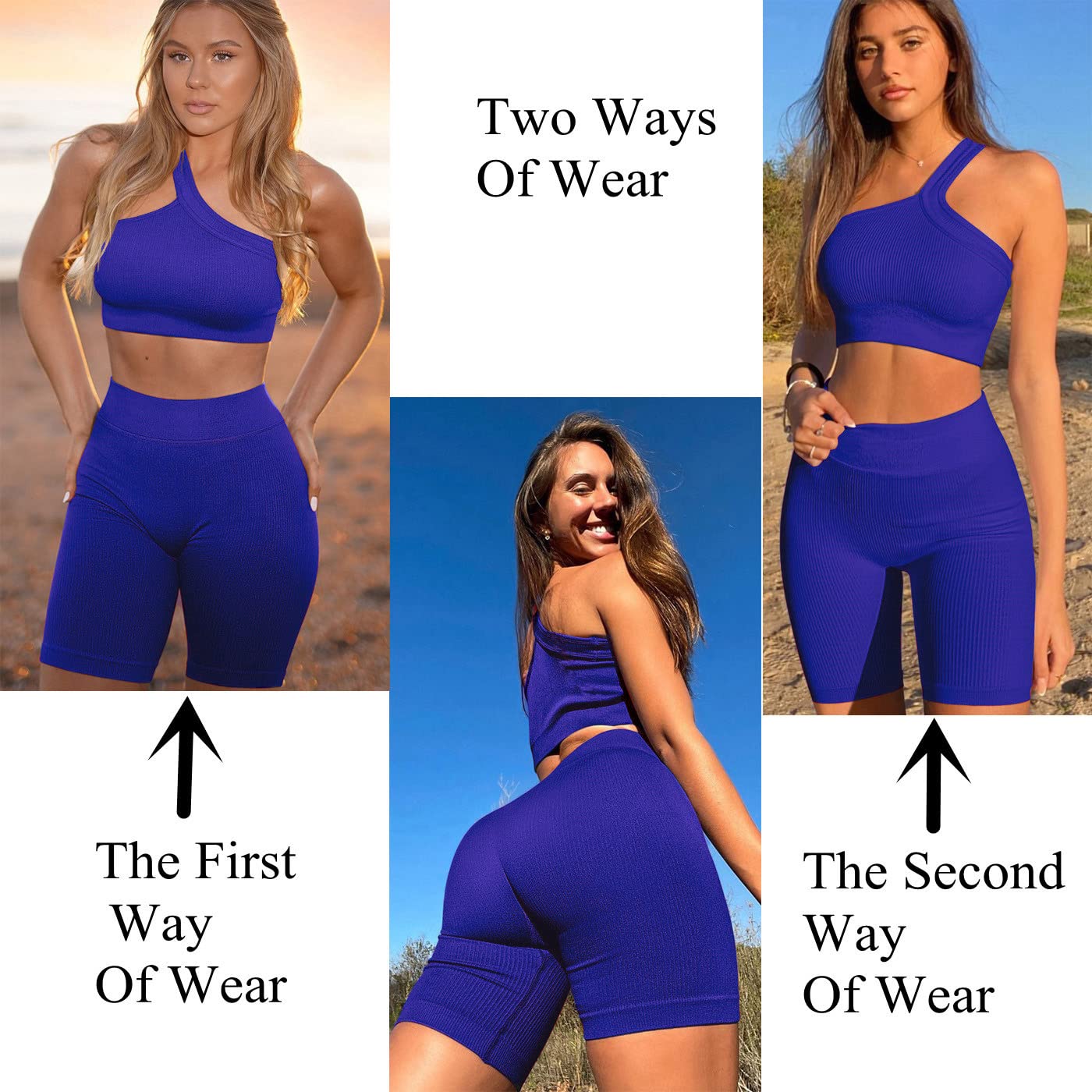 Seamless 2-Piece Workout Sets for Women - Sexy One Shoulder Sports Bra & High Waist Yoga Shorts | Gym, Running & Yoga Outfits