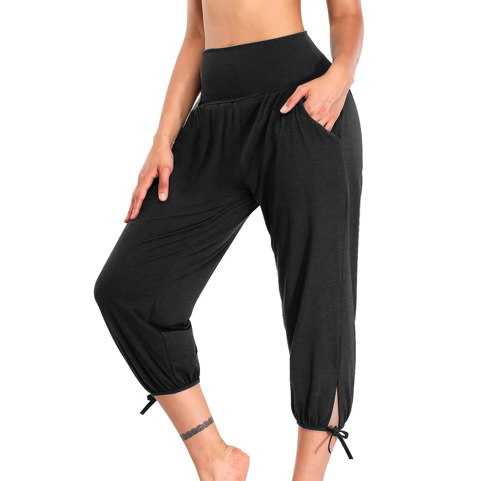 Women's Capri Pants - Casual Summer Elastic Waist Cargo & Yoga Pants with Drawstring, Loose Lounge Joggers with Pockets - Perfect for Outdoor Activities, Yoga, Travel & Everyday Comfort