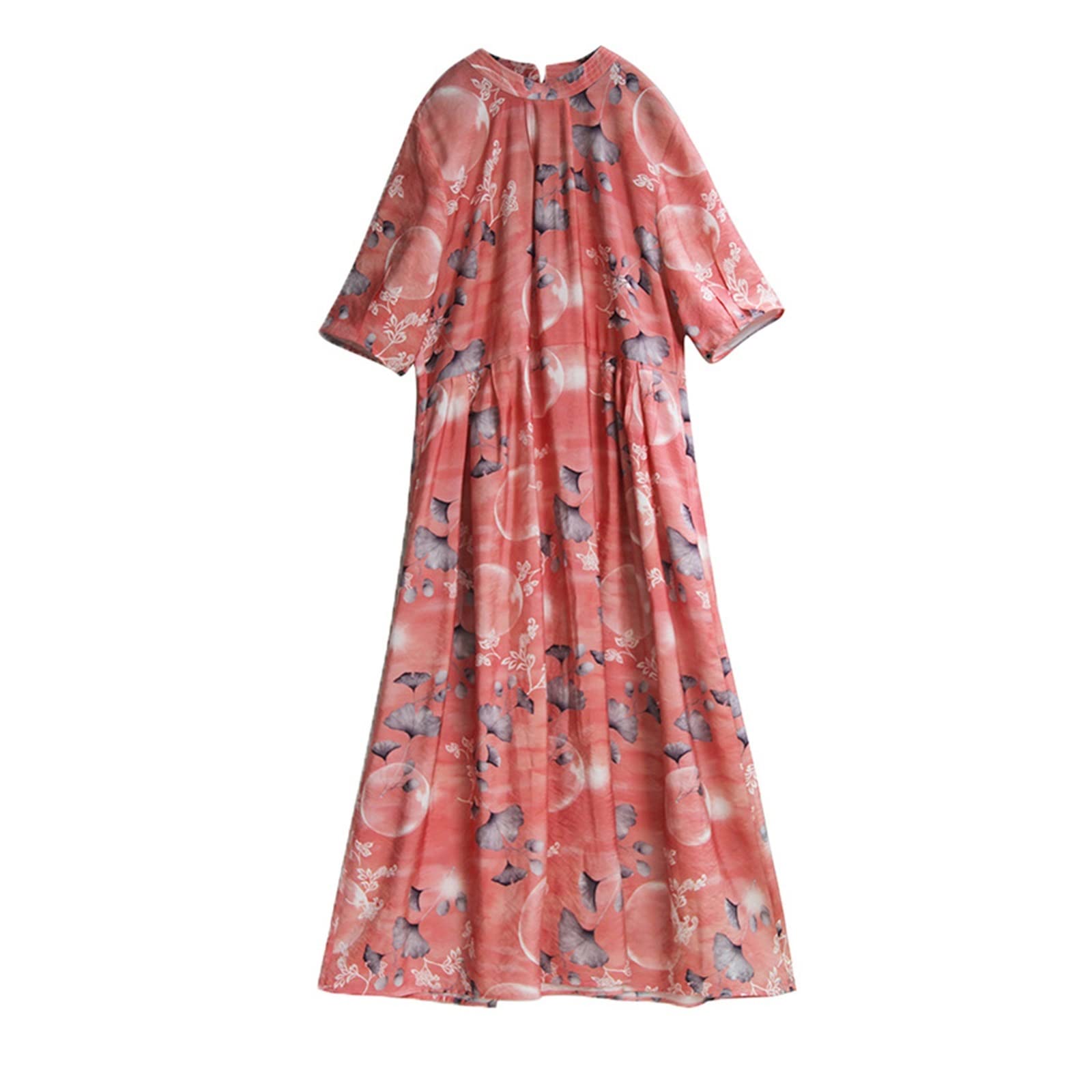 YHUA Women's Tencel Cotton Digital Print Pullover Swing Dress - Flowy Waist Maxi Skirt (One Size) | Perfect for Summer Outfits, Beach Vacations & Boho Chic Style