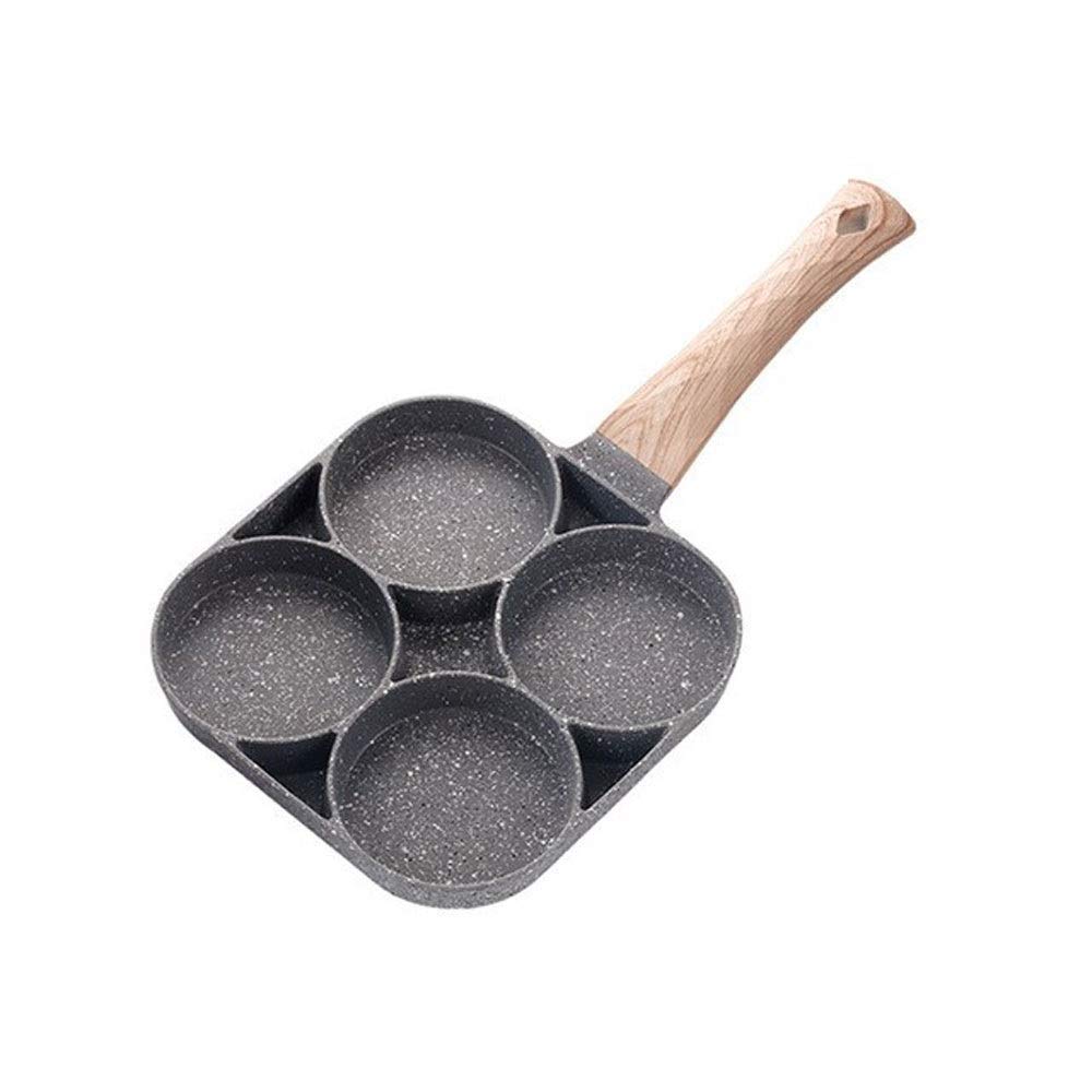 Non Stick 4-Hole Frying Pan - Aluminum Alloy Pancake Steak Egg Ham Breakfast Cooking Pan - Perfect for Pancakes, Omelets, Sandwiches & Family Breakfasts