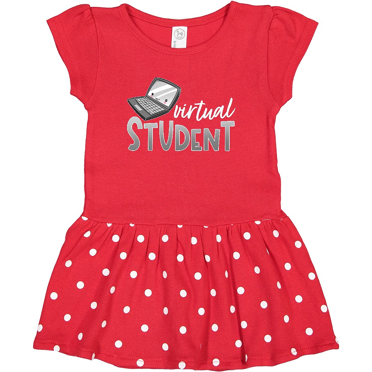 Inktastic Virtual Student Cute Smiling Laptop Toddler Dress - Adorable Baby Girl Outfit for Online Learning, School & Playtime