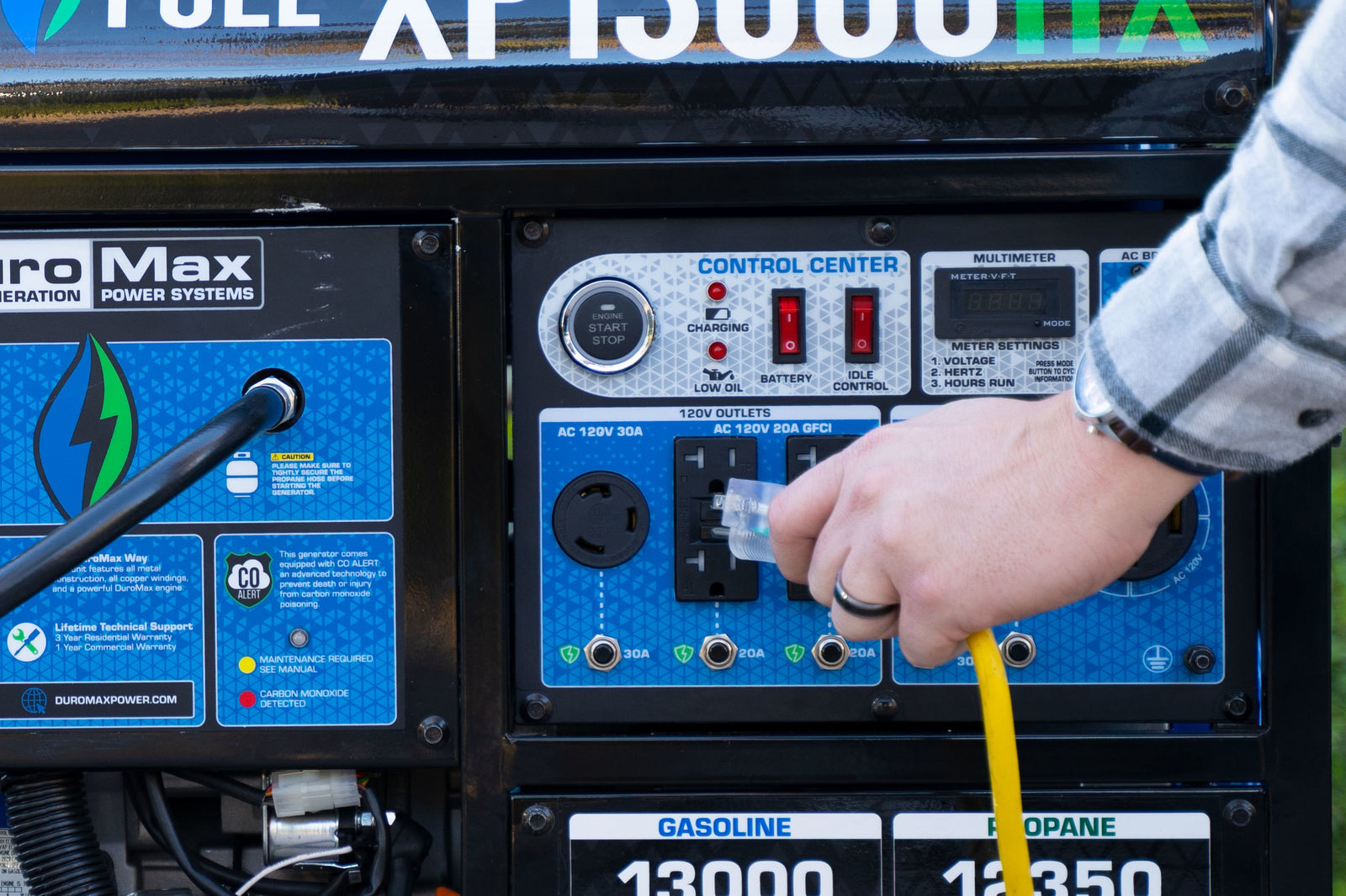 13,000W Dual Fuel Portable Generator with CO Alert - Reliable Power for Camping, Emergencies & Outdoor Events