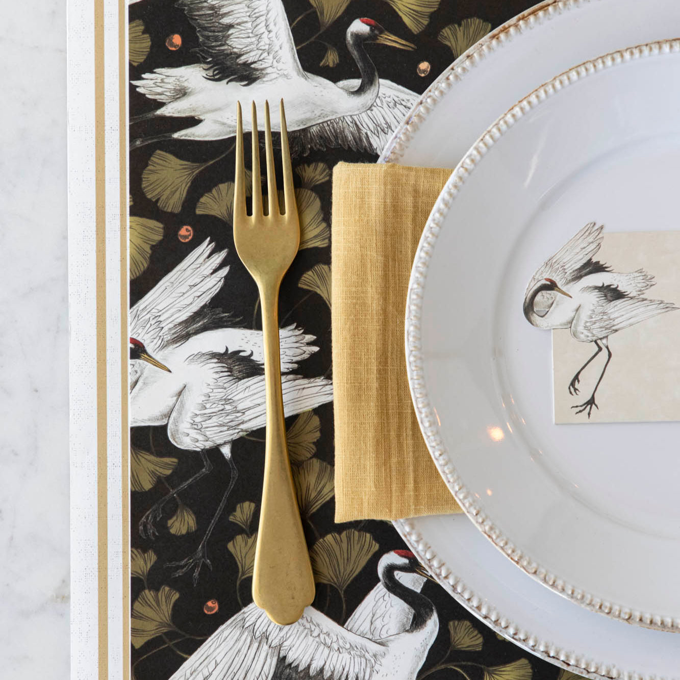 Elegant Crane Dance Placemat Set - Non-Slip Table Mats for Dining, Home Decor & Party Use - Perfect for Everyday Meals, Special Occasions & Asian-Themed Decor