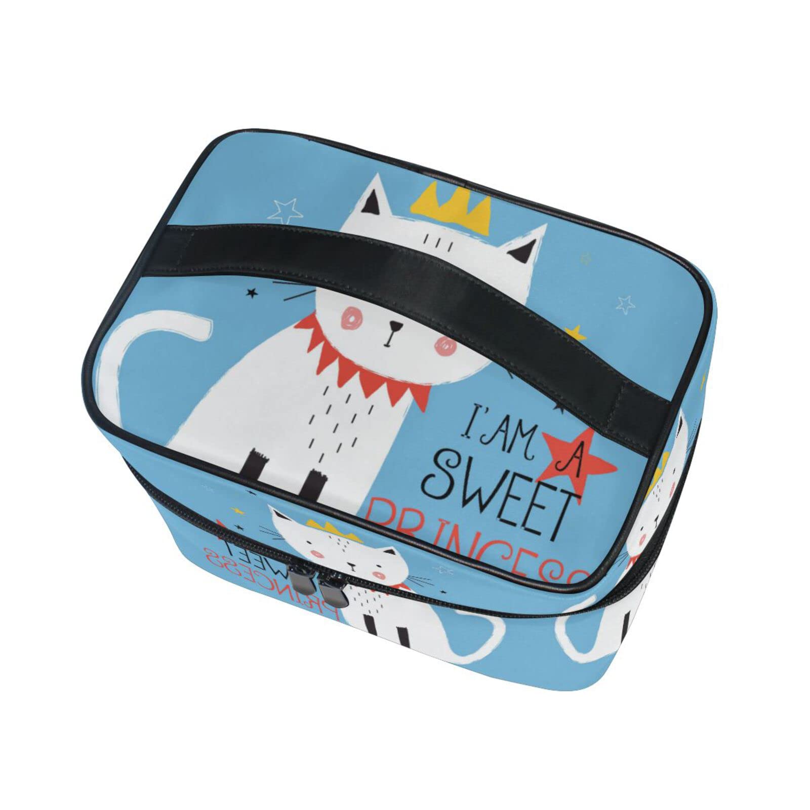 Cute Sweet Princess Cat Cosmetic Bag Organizer - Zippered Makeup Pouch & Toiletry Case for Women & Girls | Perfect for Travel, Gym, and Daily Essentials Storage