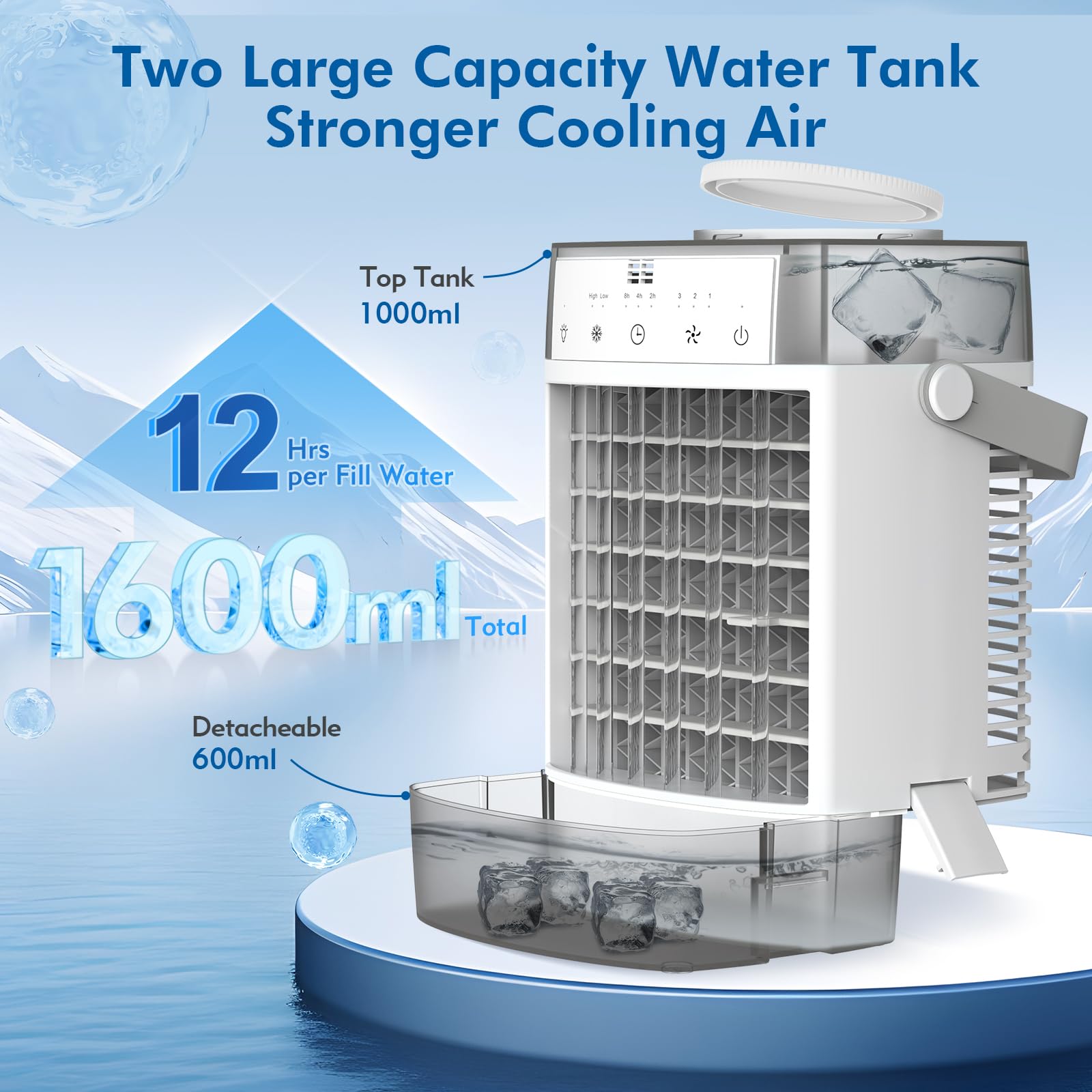 Portable Air Conditioner & Air Cooler - Mini Evaporative AC with Remote, 3 Speed Settings, 2/4/8H Timer, 3 Modes, Colorful Night Light - Perfect for Bedroom, Office, Car & Small Spaces | Stay Cool Anywhere