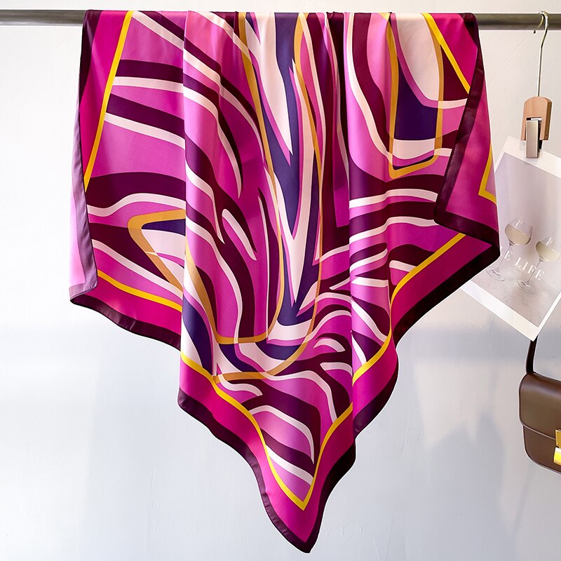 Stylish Floral Print Twill Silk Scarf for Women - Muslim Hijab Headband, Bandana, Summer Shawl & Beach Stole - Elegant Echarpe for Daily Wear, Office & Travel (2024 Fashion)