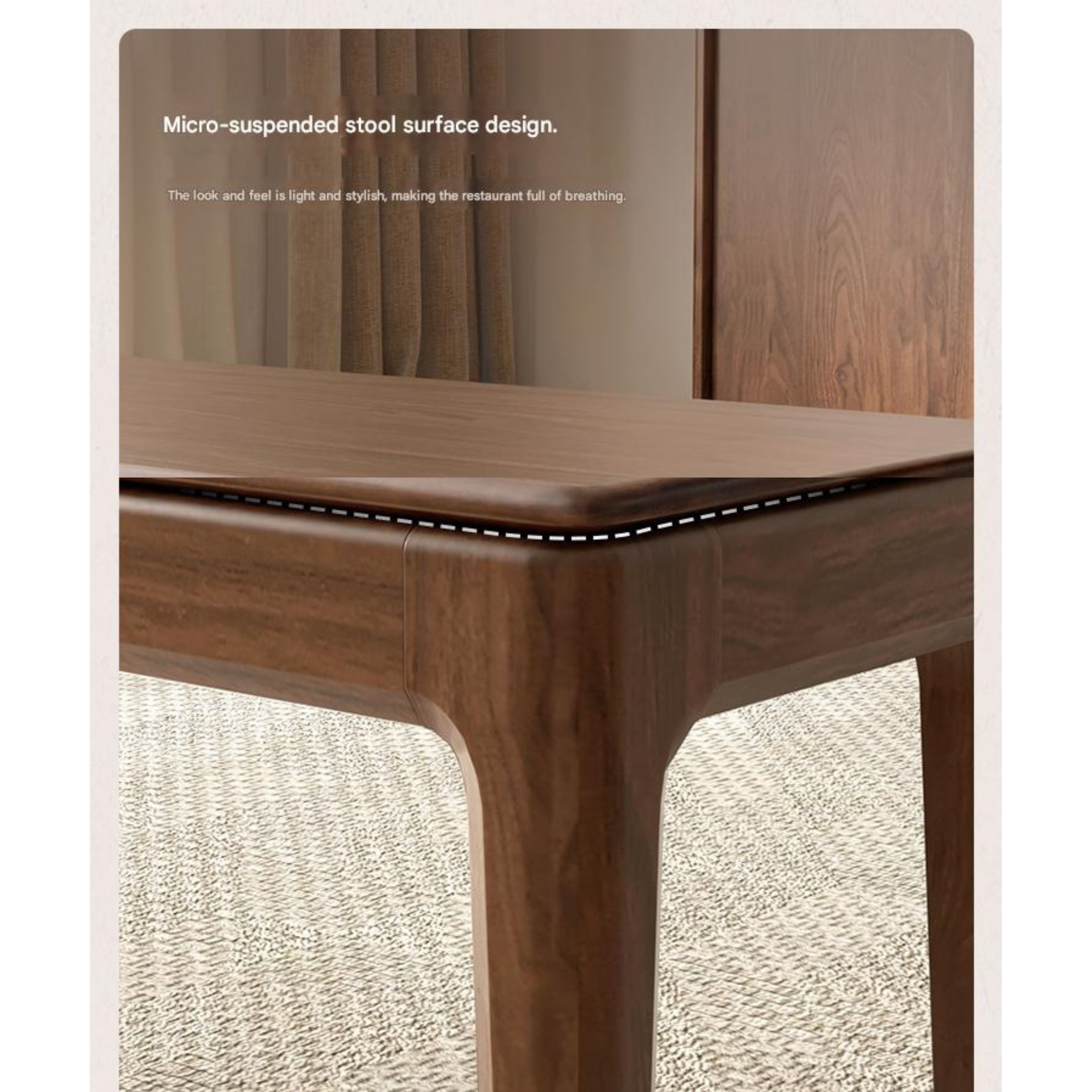 Black Walnut Solid Wood Nordic Long Bench - Modern Entryway & Dining Room Seating - Perfect for Hallway, Bedroom, and Living Room Decor