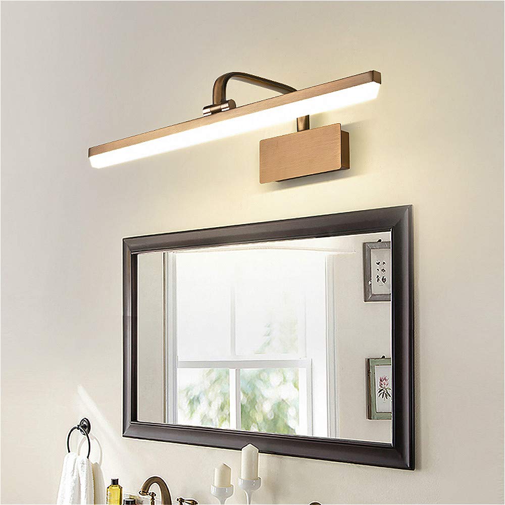 Adjustable Bathroom Vanity Light with Swivel Lamp Head - Modern LED Makeup Mirror Light in Antique Brass Finish - Long Shade Neutral Acrylic Wall Sconce for Bathroom, Dressing Room & Bedroom Lighting