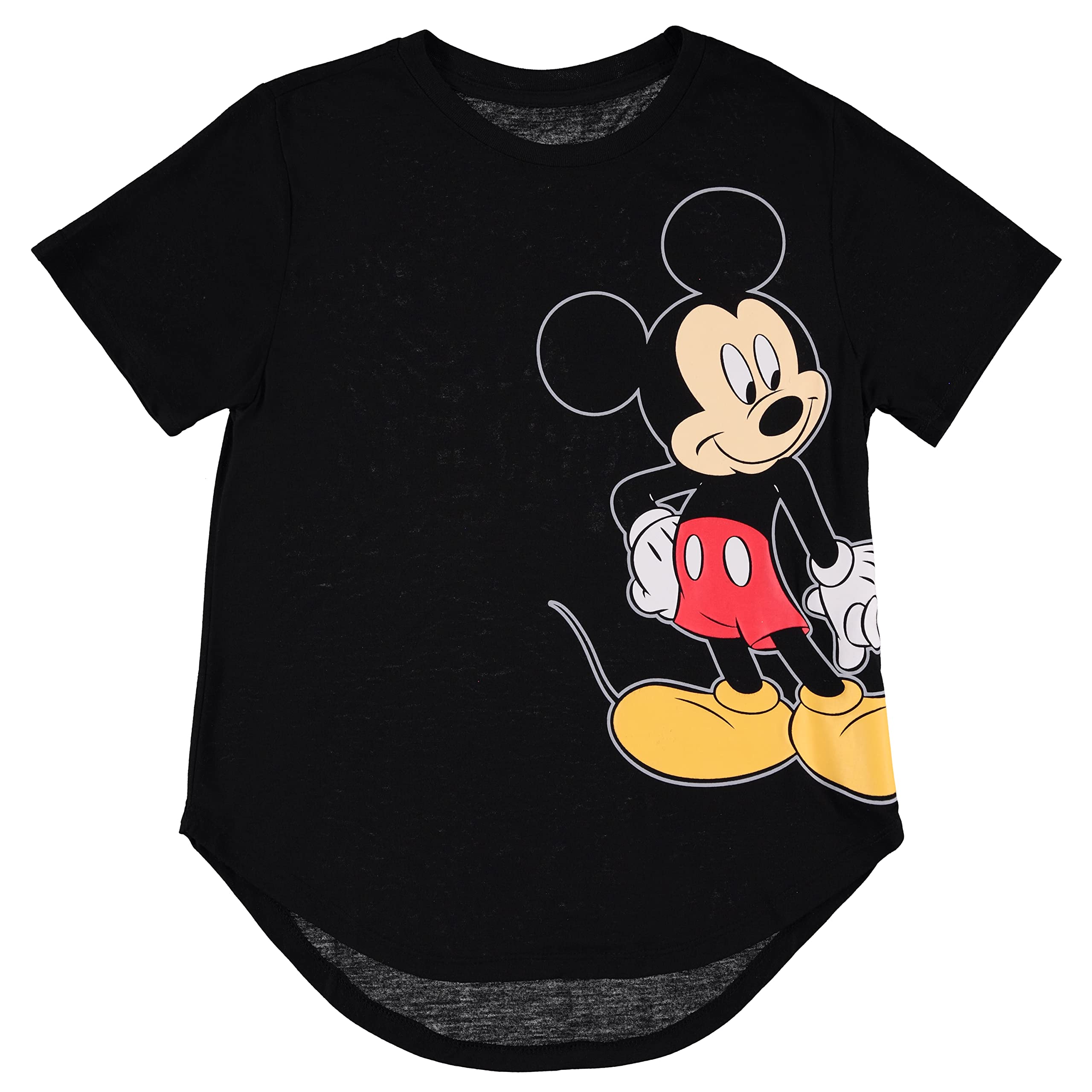 Disney Women's Mickey & Minnie Mouse Graphic T-Shirt - Fashion Short Sleeve Tee with Curved Hem for Casual Wear, Outings & Disney Theme Parties