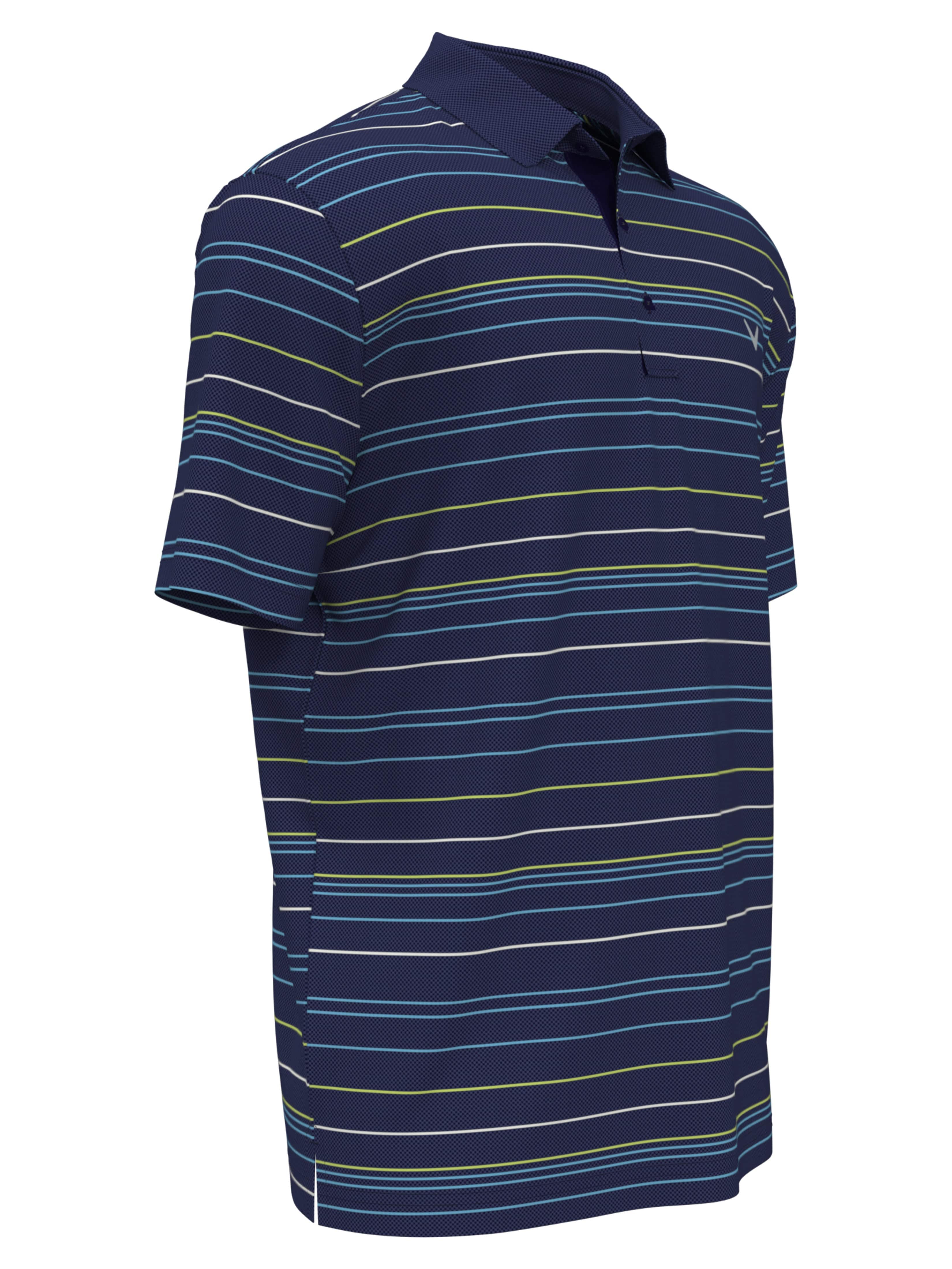 Men's Mosaic Stripe Golf Polo Shirt - Moisture Wicking & UV Protection Performance Tee for Golf, Tennis & Casual Wear