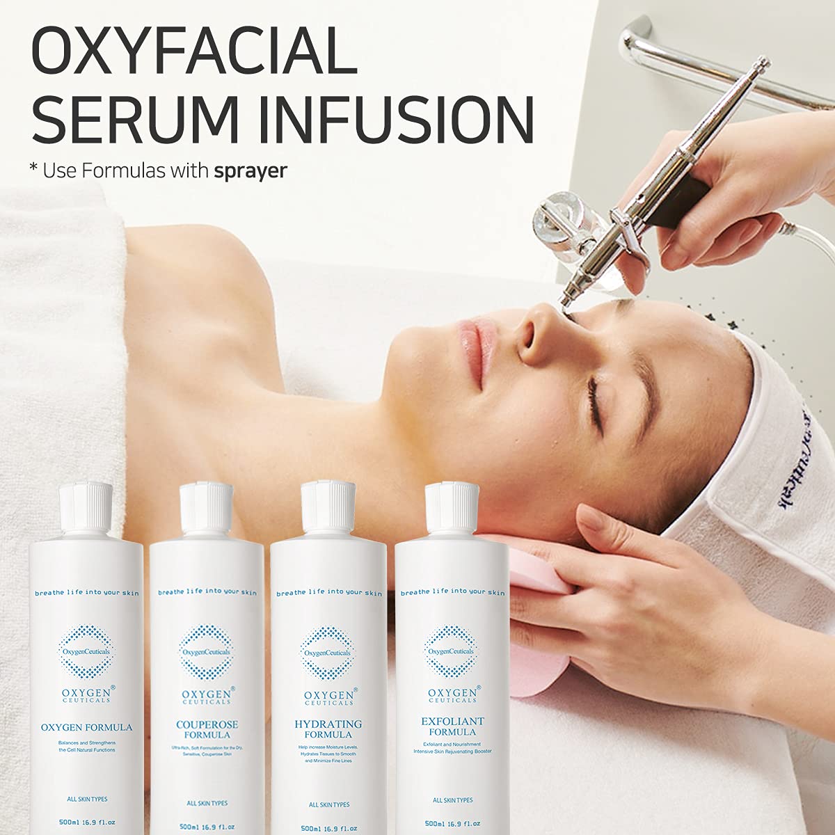Professional Oxygen Facial Serum - 500ml/1.69oz Liquid Exfoliant Formula for Deep Cleansing & Skin Renewal | Spa & At-Home Facial Treatment